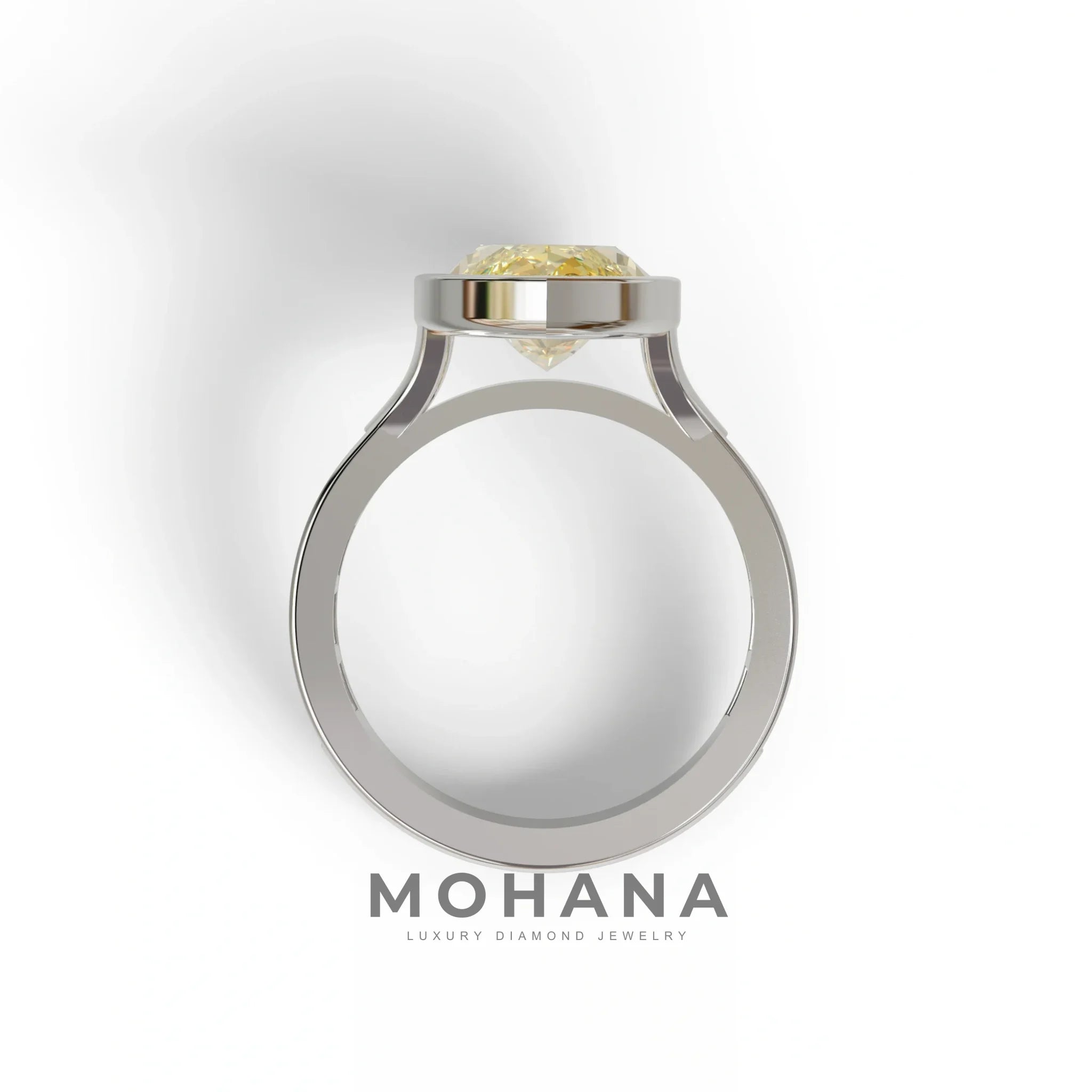 3 Ct Marquise Cut Yellow Color Lab Diamond Ring With Bezel Set - Kayla