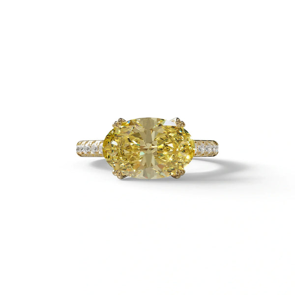 3 Carat Yellow Lab Grown Diamond Engagement Ring – Oval Cut Halo | Ellipse