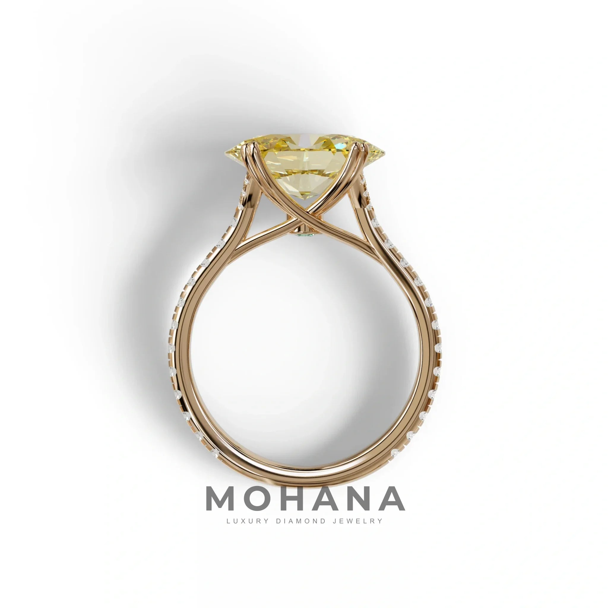 3 Carat Oval Cut Yellow Lab Grown Diamond Engagement Ring - Ellipse
