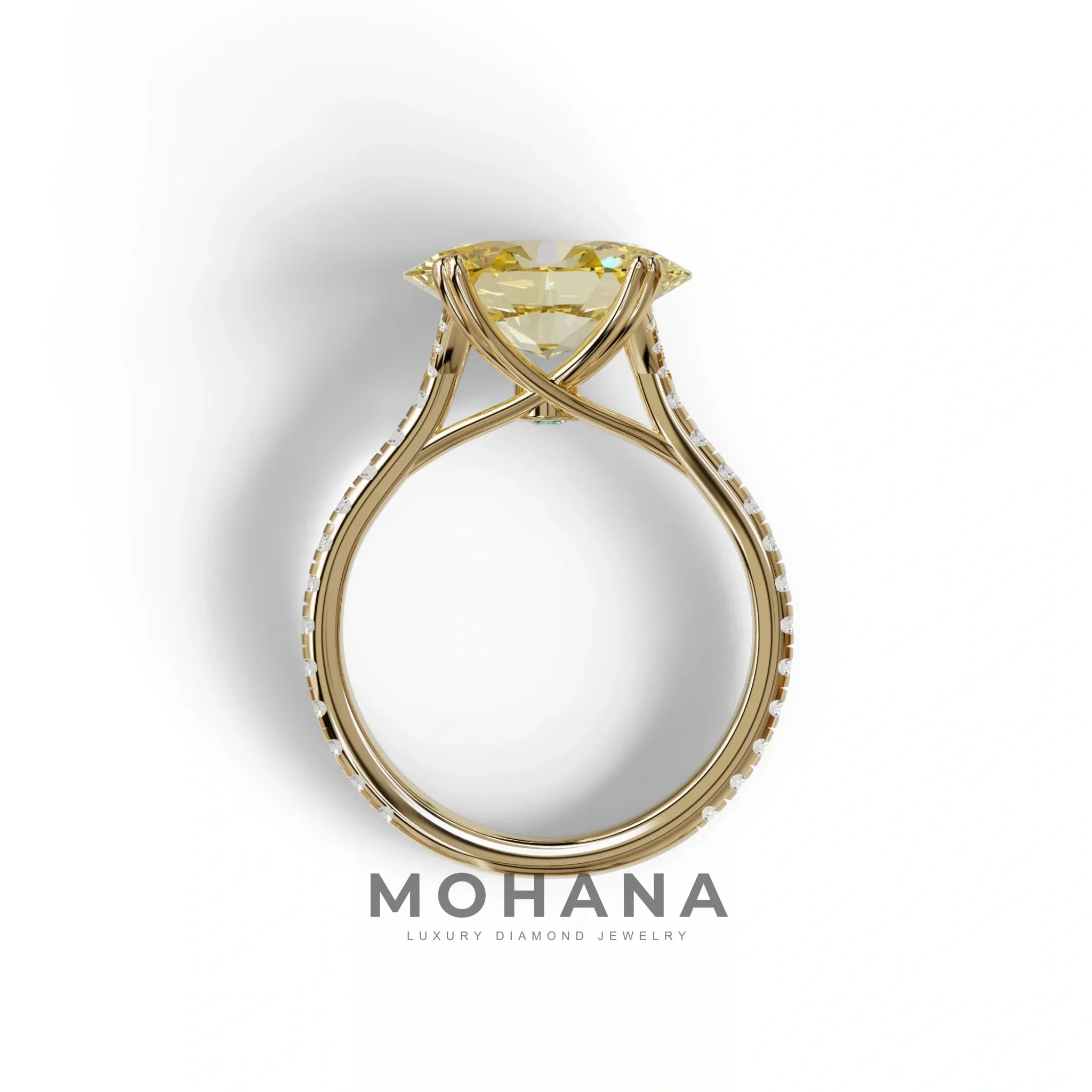 3 Carat Oval Cut Yellow Lab Grown Diamond Engagement Ring - Ellipse