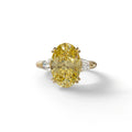 3 Carat Yellow Oval & Baguette Lab Diamond Ring - Persi - 10K Solid Gold / Yellow Gold