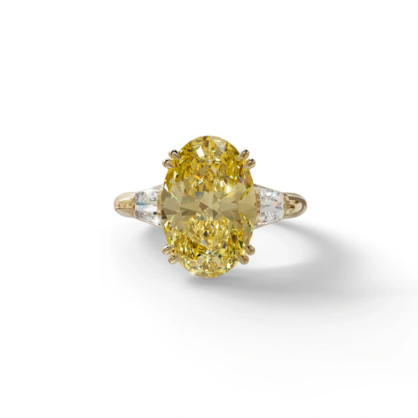 3 Carat Yellow Lab Grown Diamond Engagement Ring – Oval Cut Halo | Persi