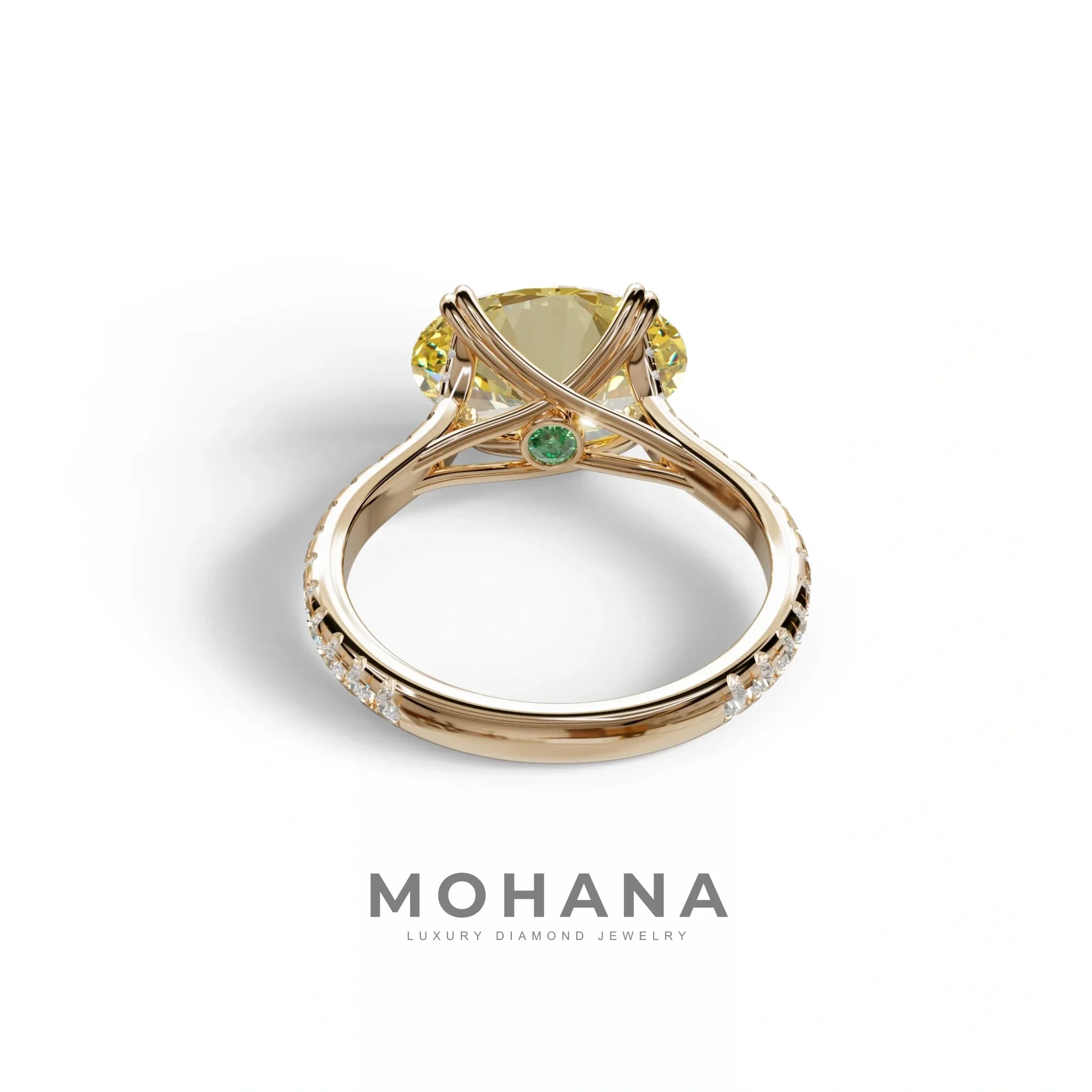 3 Carat Oval Cut Yellow Lab Grown Diamond Engagement Ring - Ellipse