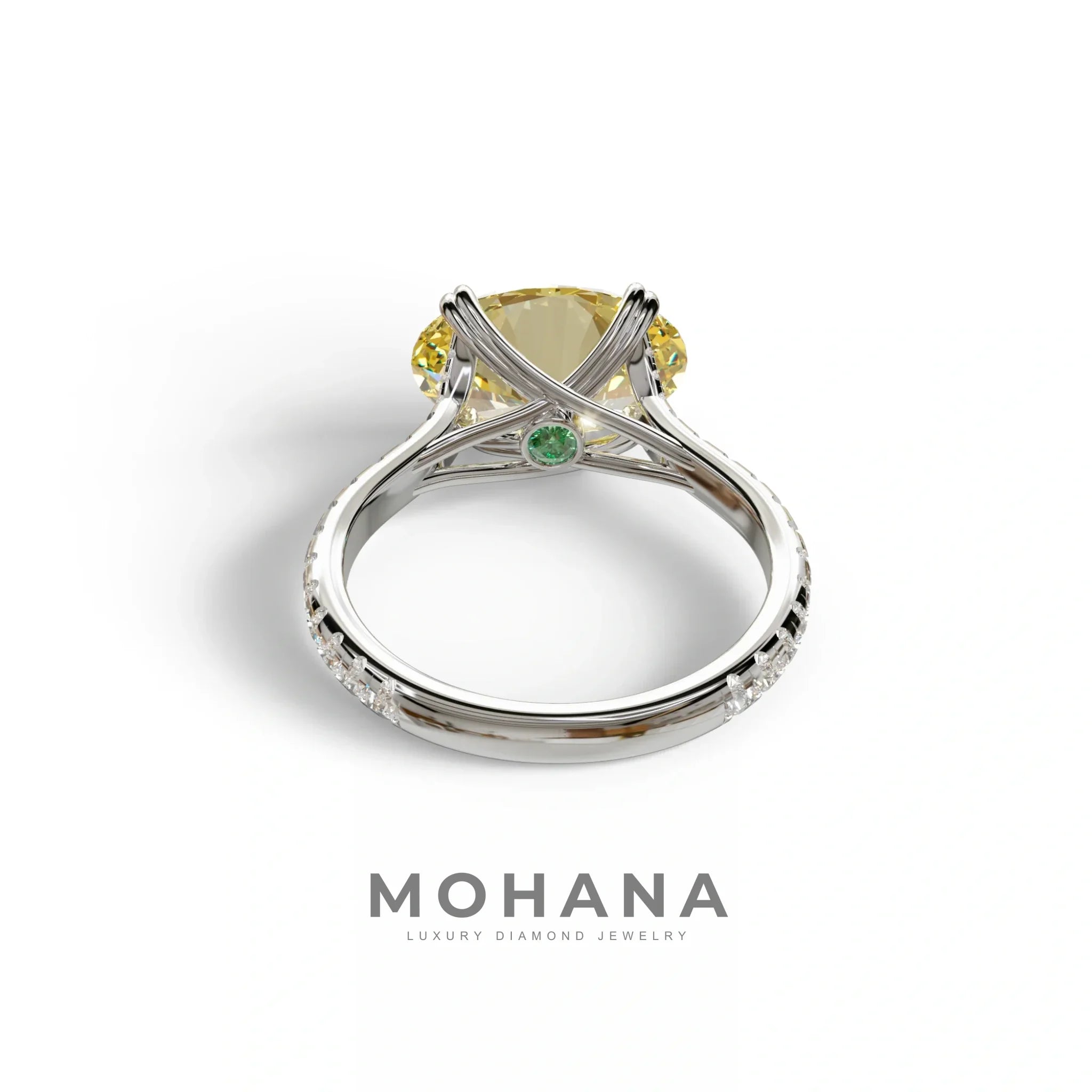 3 Carat Oval Cut Yellow Lab Grown Diamond Engagement Ring - Ellipse