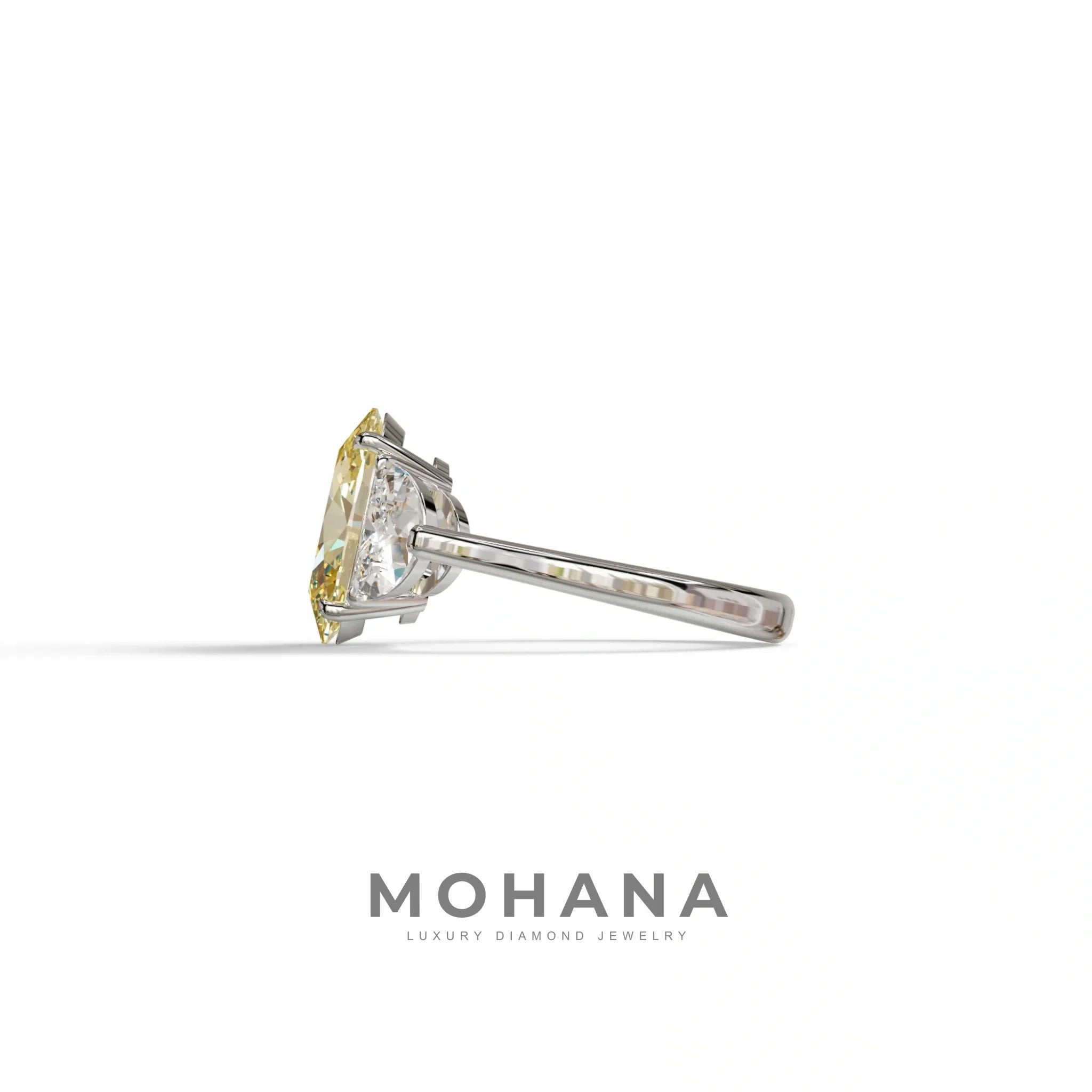 3 Carat Yellow Lab Grown Diamond Engagement Ring · Oval Cut Three Stone | Constellation - view 6