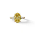 3Ct Yellow Oval Cut Lab Grown Diamond Three Stone Engagement Ring - Myza - 10K Solid Gold / Yellow Gold