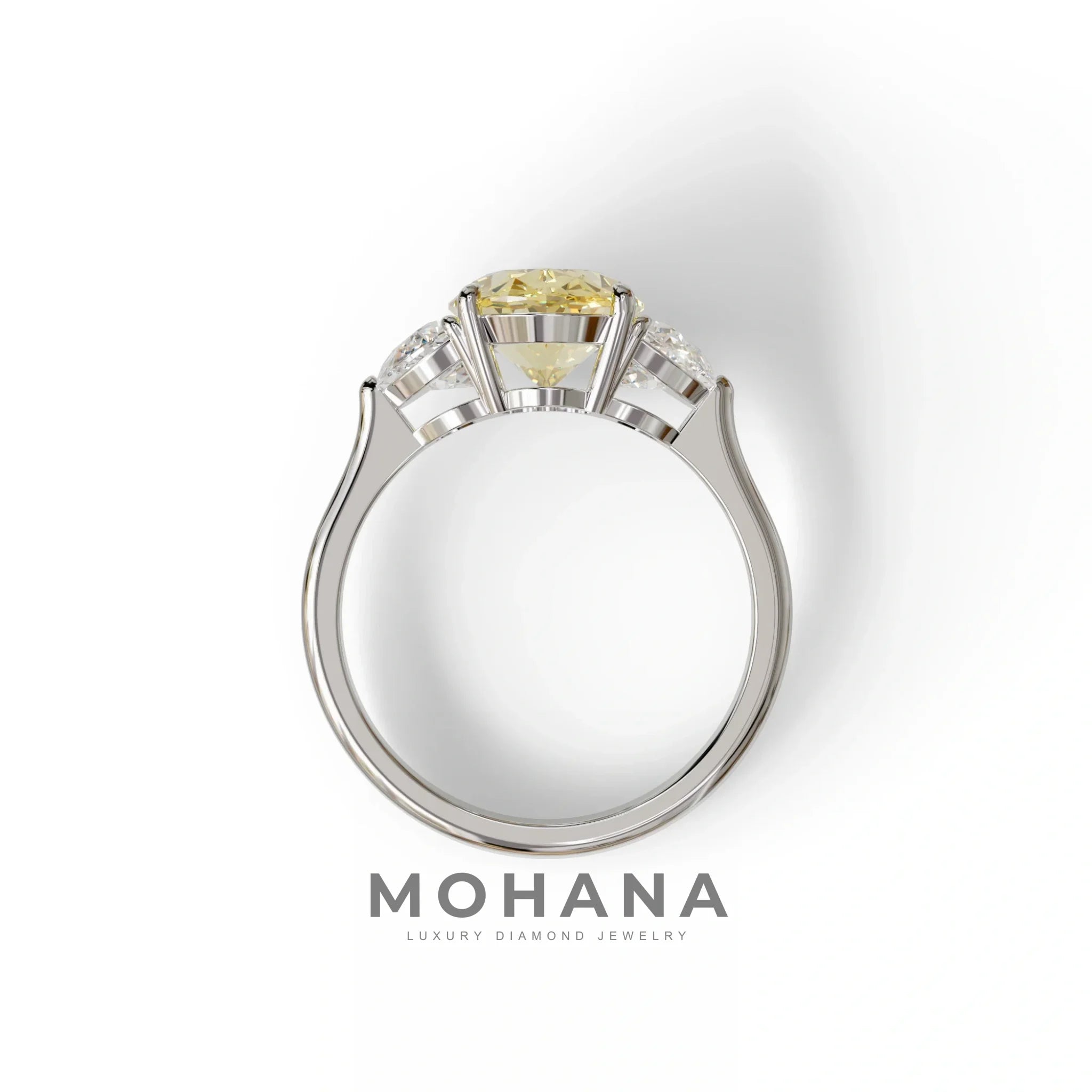 3 Carat Yellow Lab Grown Diamond Engagement Ring · Oval Cut Three Stone | Constellation - view 9