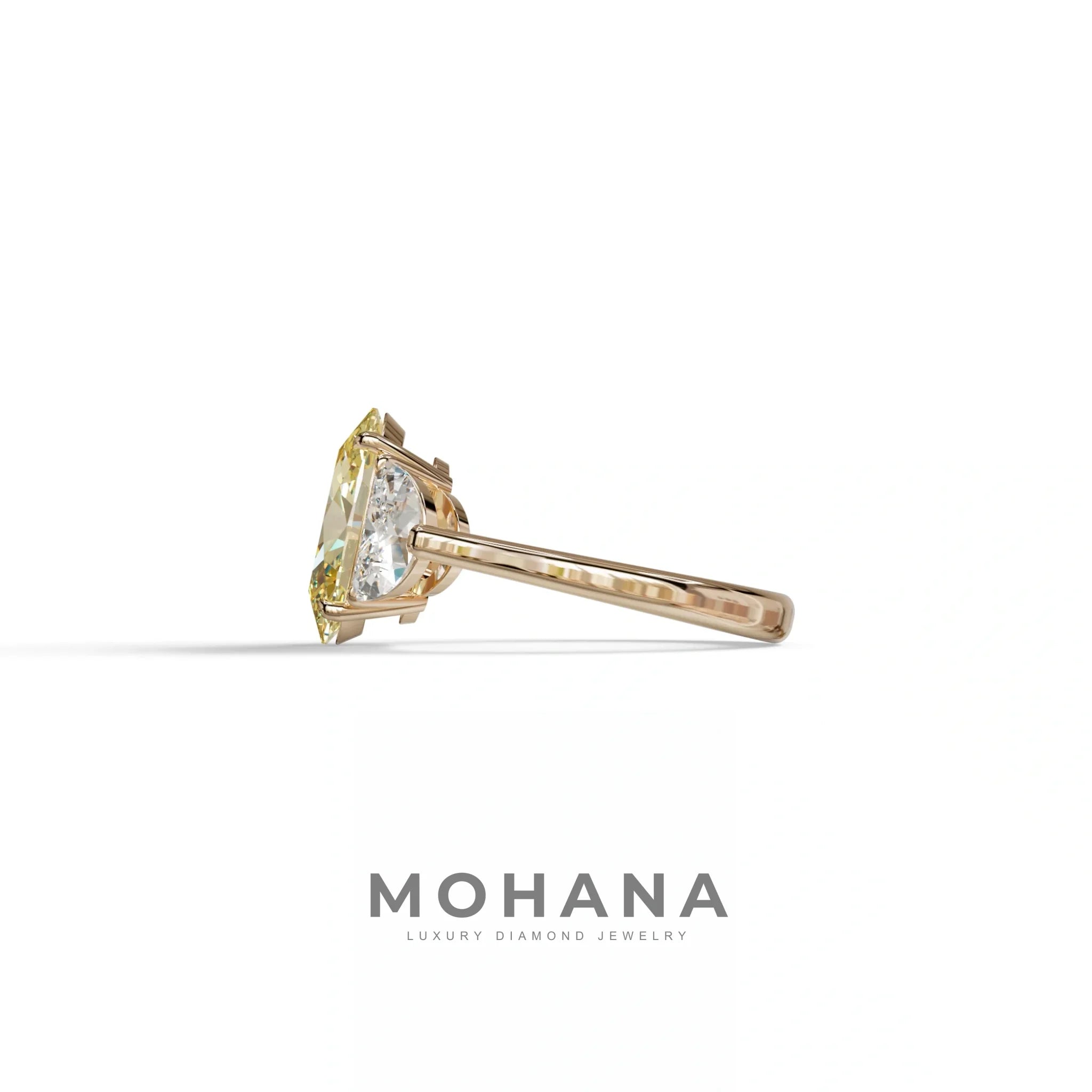 3 Carat Yellow Lab Grown Diamond Engagement Ring · Oval Cut Three Stone | Constellation - view 5