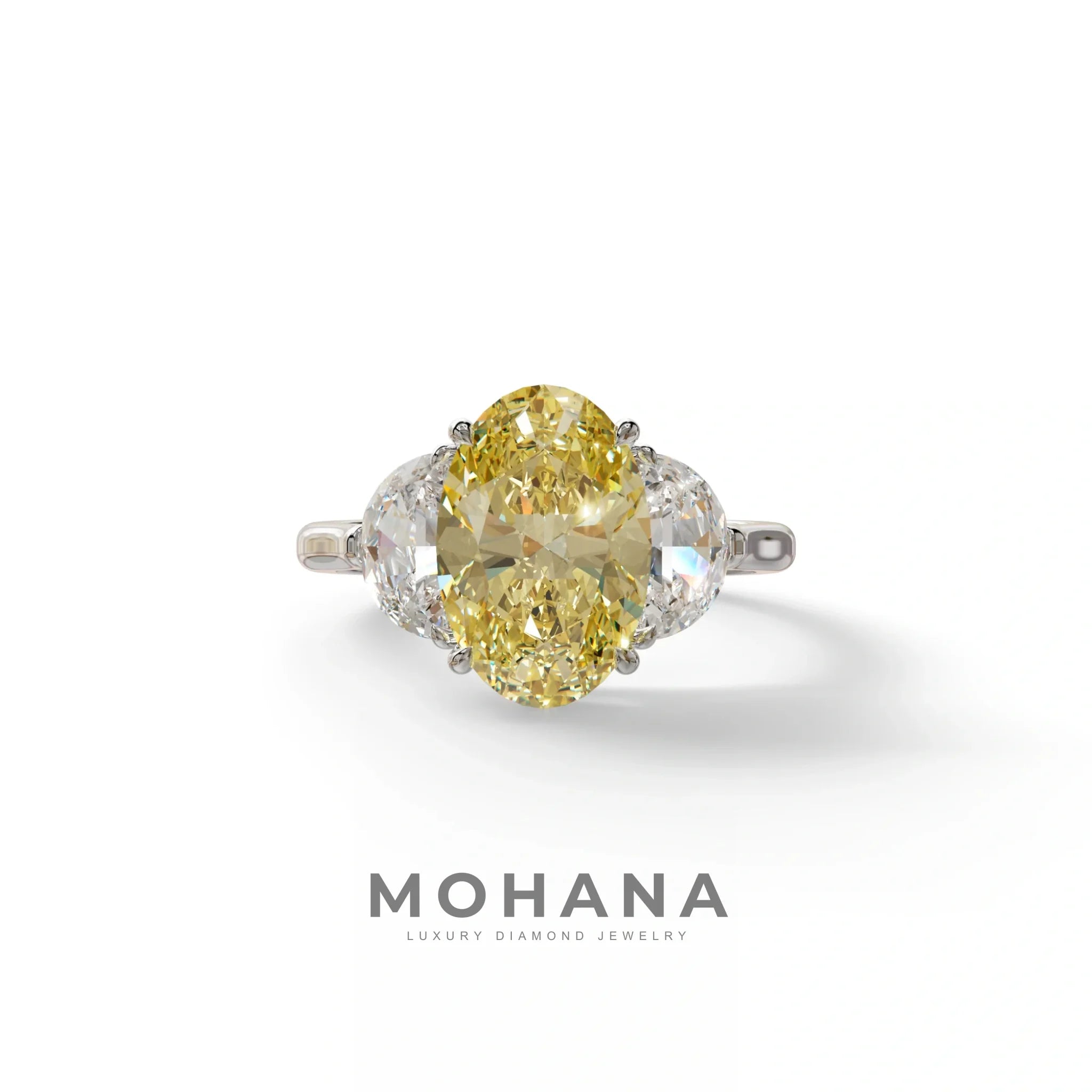 3 Carat Yellow Lab Grown Diamond Engagement Ring · Oval Cut Three Stone | Constellation - view 3