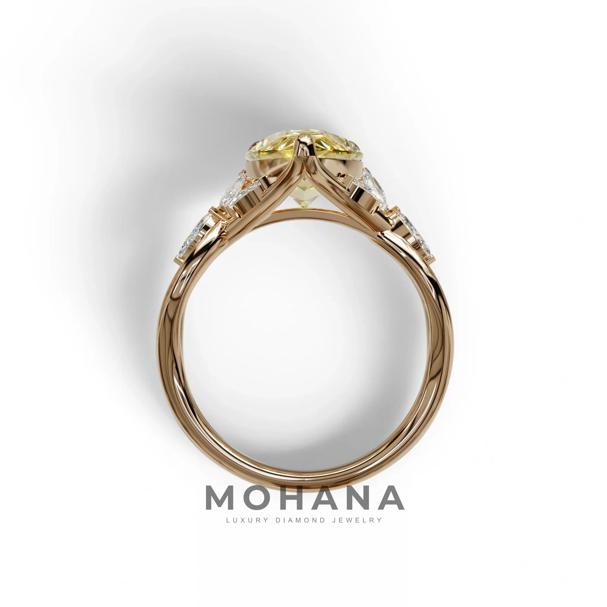 3 Carat Yellow Pear Cut Cluster-Vintage Setting Lab Grown Diamond Ring - Celena