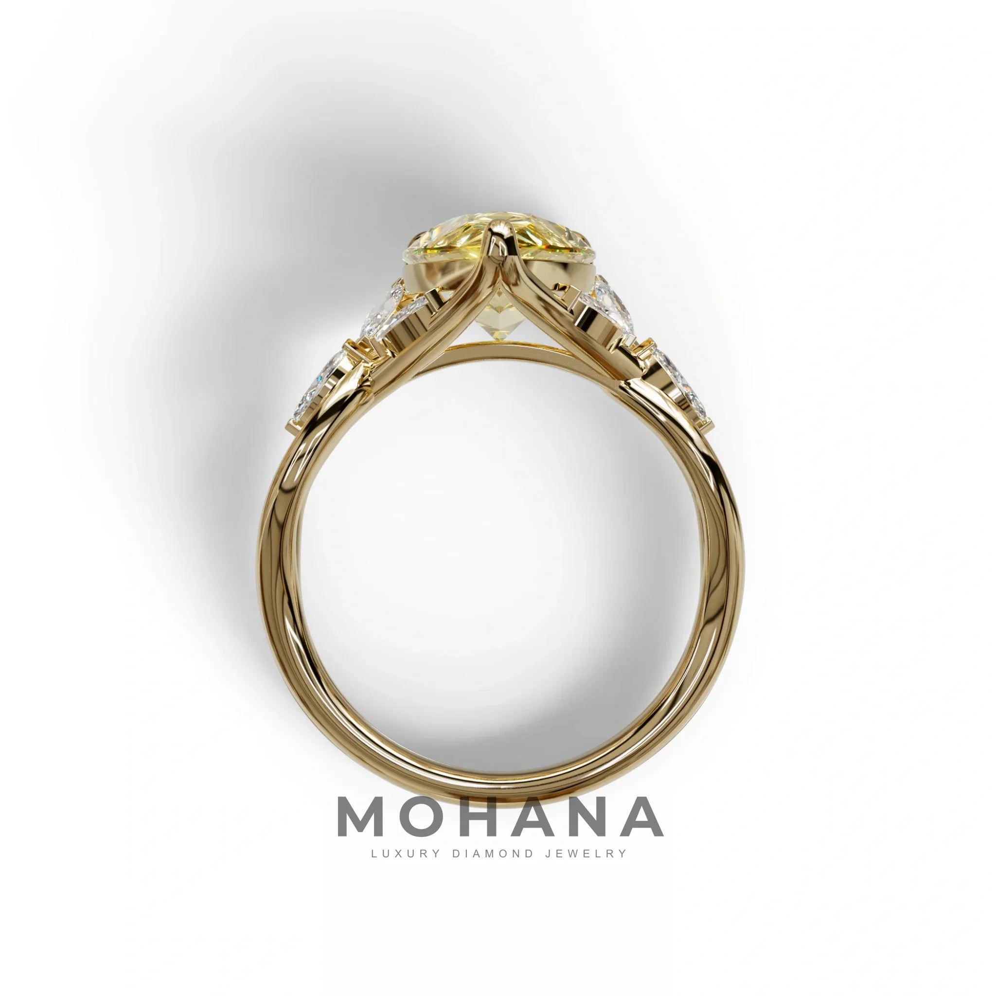 3 Carat Yellow Pear Cut Cluster-Vintage Setting Lab Grown Diamond Ring - Celena