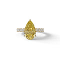 3 Carat Yellow Pear Cut Lab Grown Diamond Engagement Ring - Feesia - 10K Solid Gold / Yellow Gold
