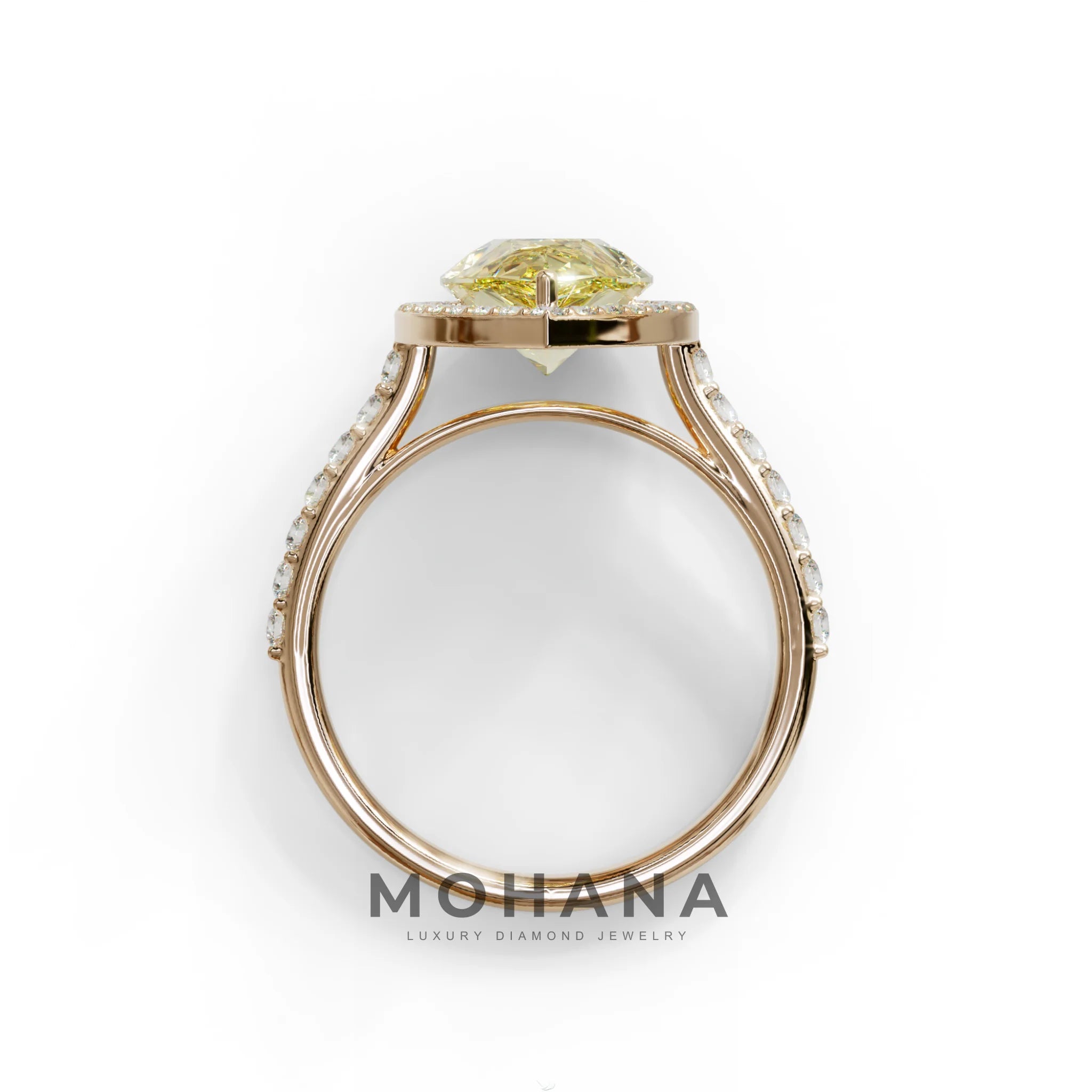 3 Carat Yellow Pear Cut Halo & Pave Setting Lab Grown Diamond Ring - Madona