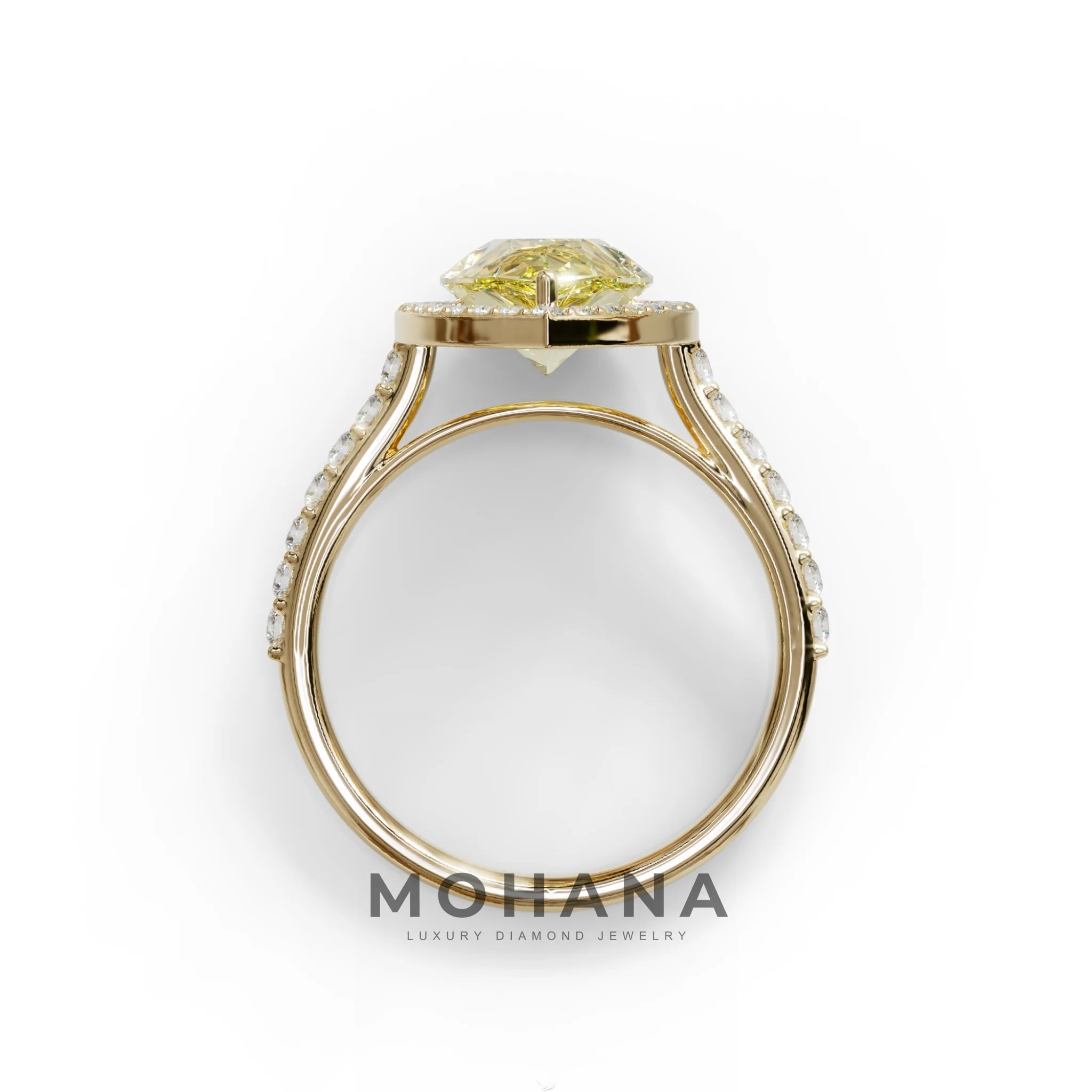 3 Carat Yellow Pear Cut Halo & Pave Setting Lab Grown Diamond Ring - Madona