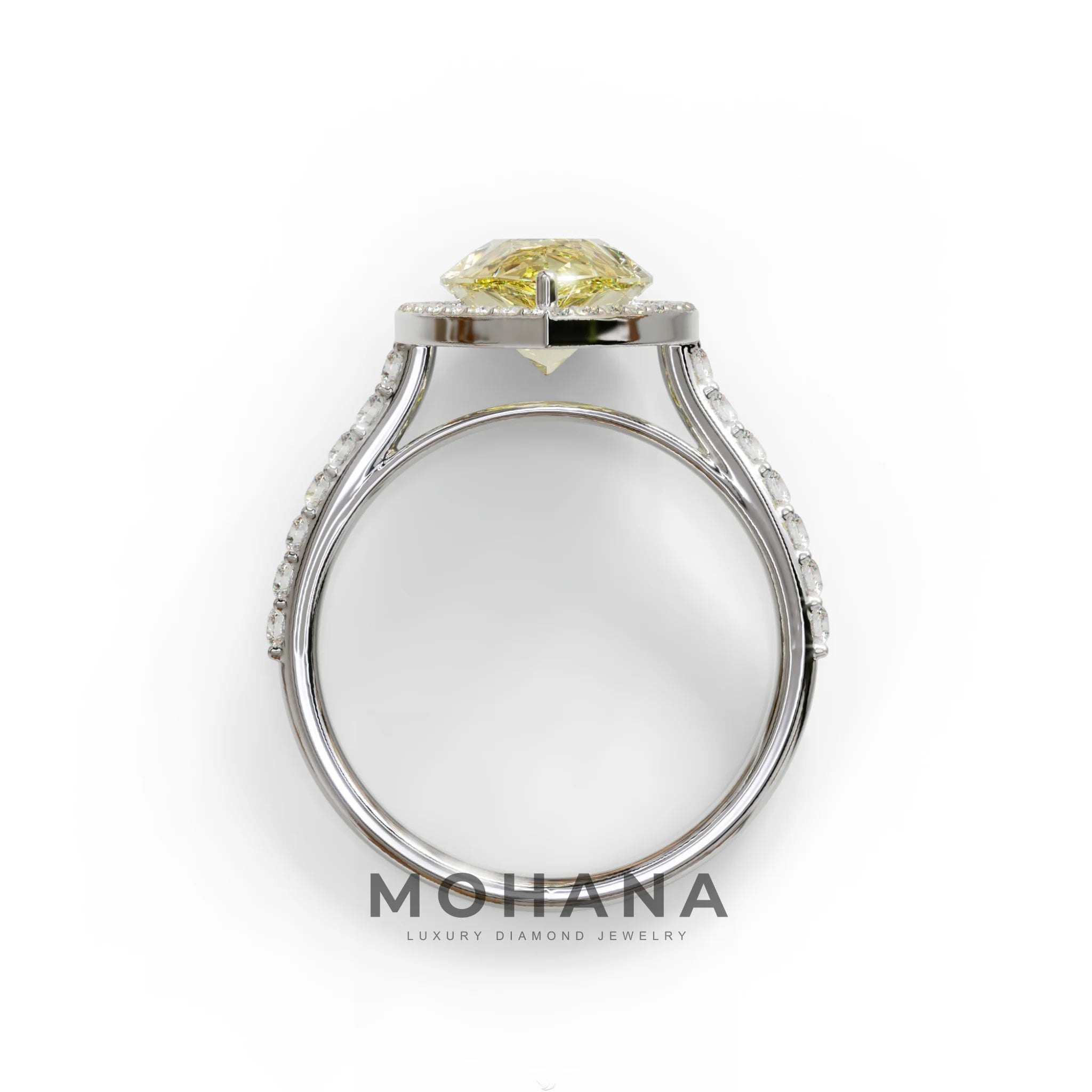 3 Carat Yellow Pear Cut Halo & Pave Setting Lab Grown Diamond Ring - Madona