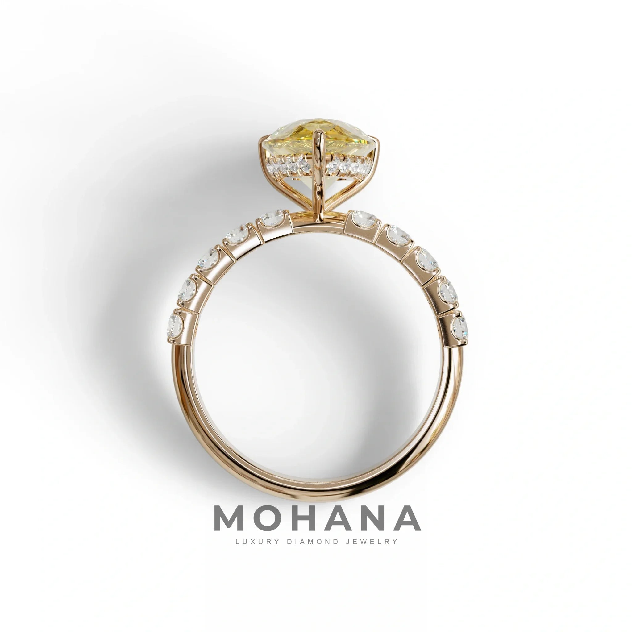3 Carat Yellow Pear Cut Lab Grown Diamond Engagement Ring - Feesia