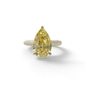 3 Carat Yellow Pear Shaped Hidden Halo Lab Diamond Engagement Ring - Alina - 10K Solid Gold / Yellow Gold