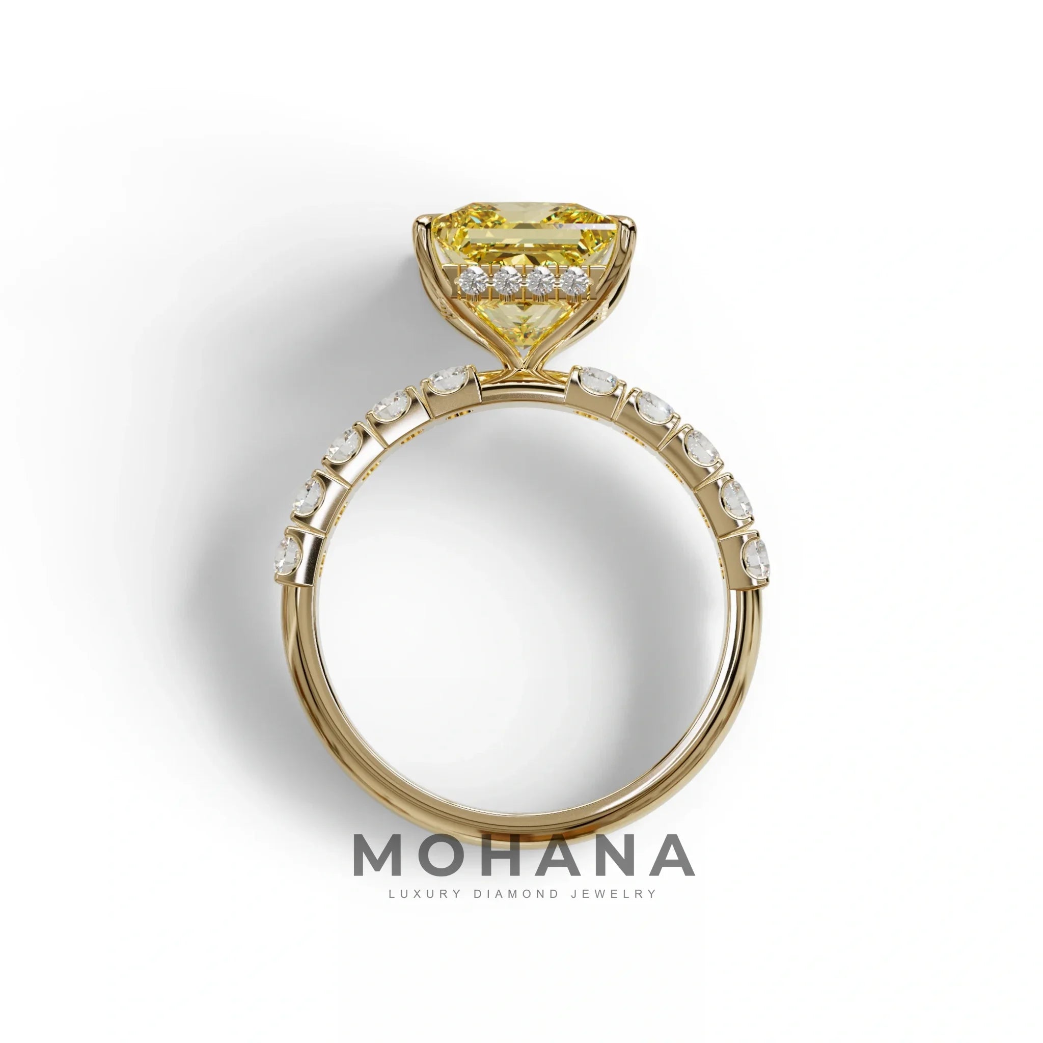 3 Carat Yellow Princess Cut Pave Lab Created Ring - Elysia