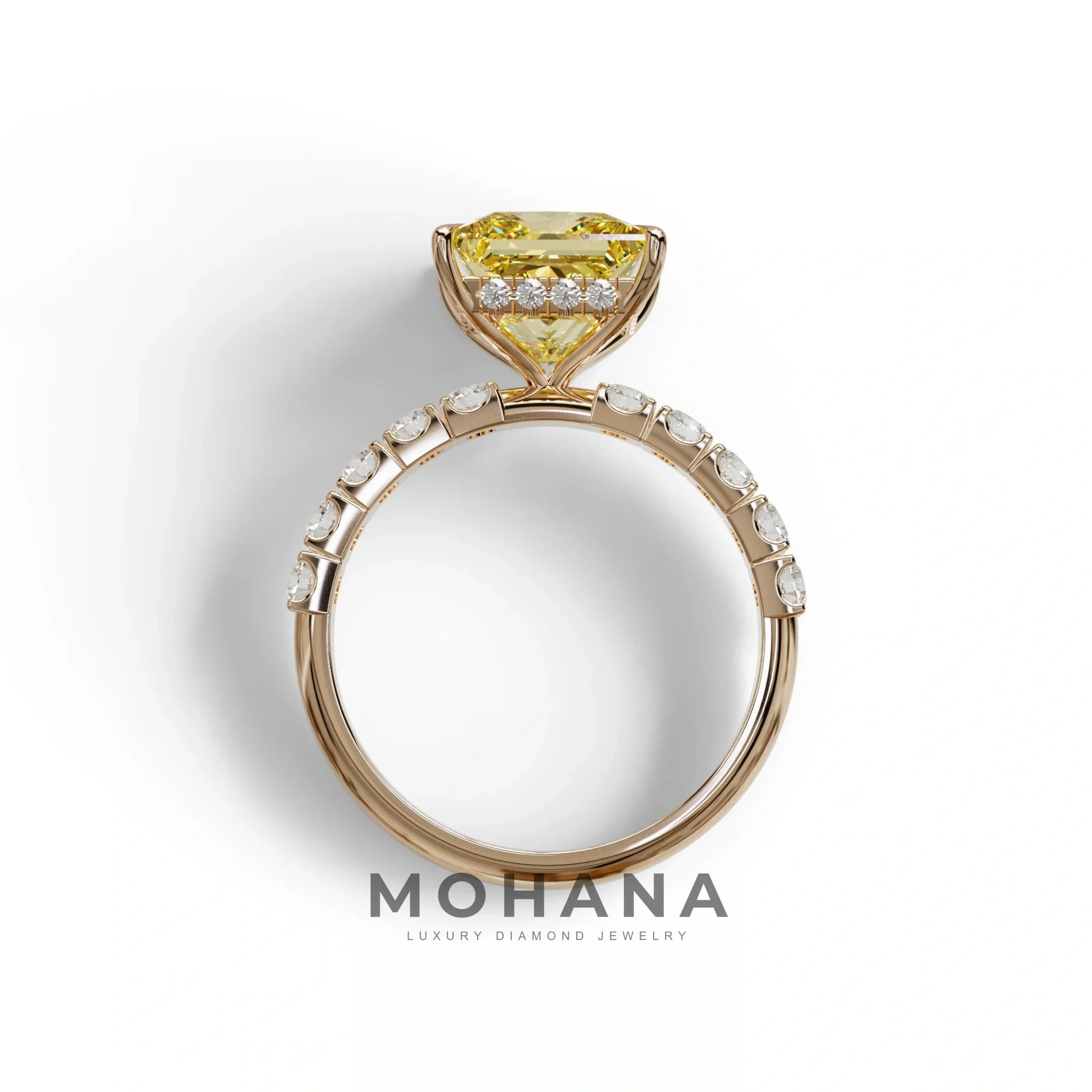3 Carat Yellow Princess Cut Pave Lab Created Ring - Elysia