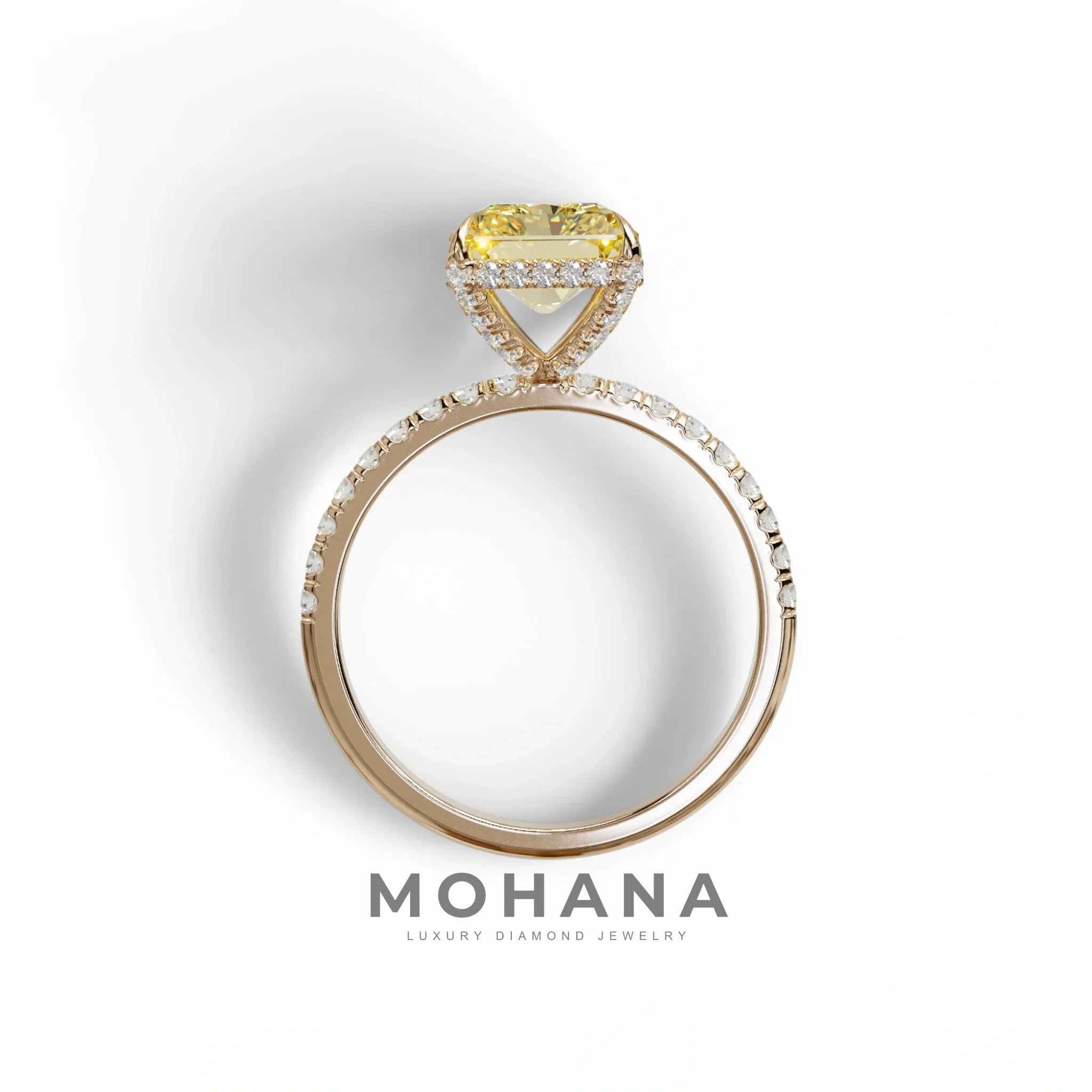 3 Ct Radiant Cut Yellow Color Lab Diamond Ring - Monica