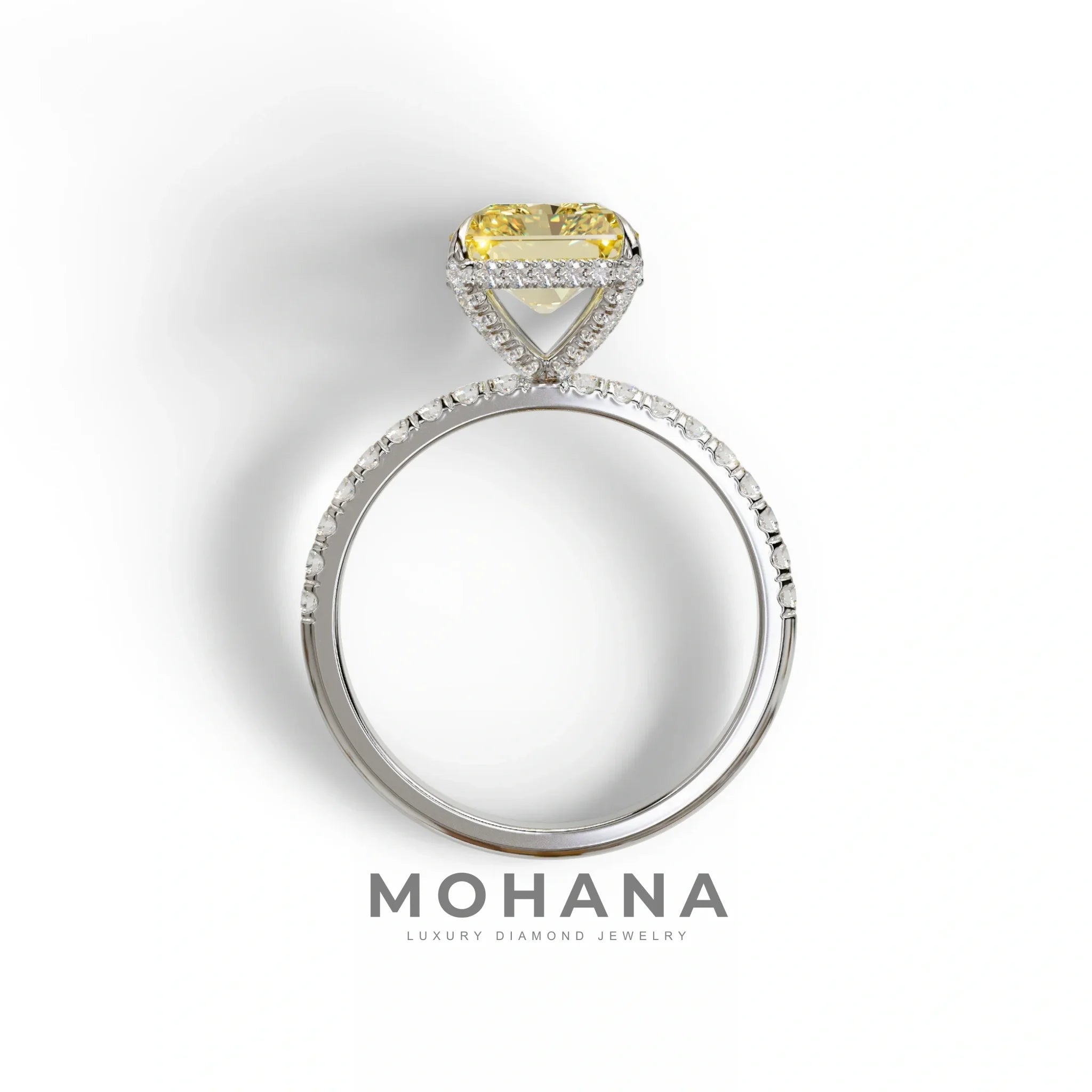 3 Ct Radiant Cut Yellow Color Lab Diamond Ring - Monica