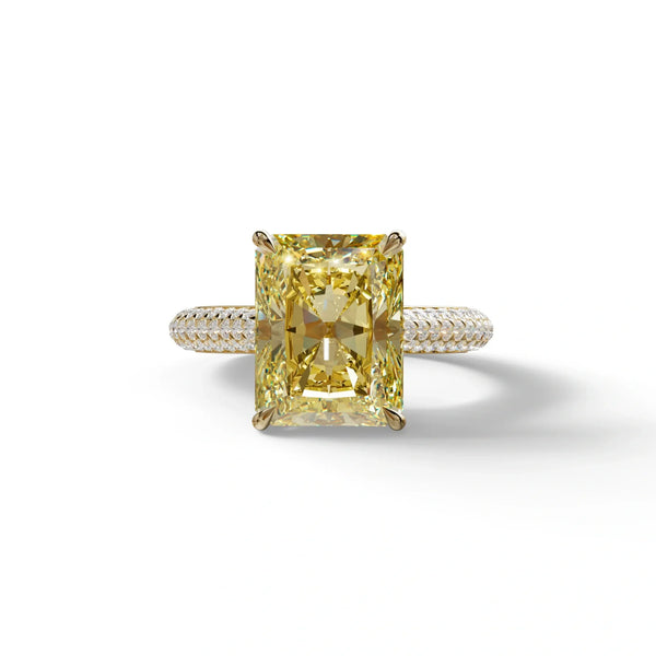 3 Carat Yellow Lab Grown Diamond Engagement Ring – Radiant Cut Hidden Halo | Riviera