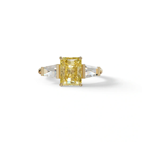 3 Carat Yellow Lab Grown Diamond Engagement Ring – Radiant Cut Three Stone | Yana