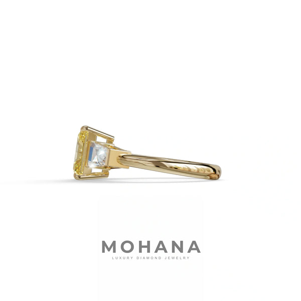 3 Carat Yellow Lab Grown Diamond Engagement Ring – Radiant Cut Three Stone | Yana alternate view
