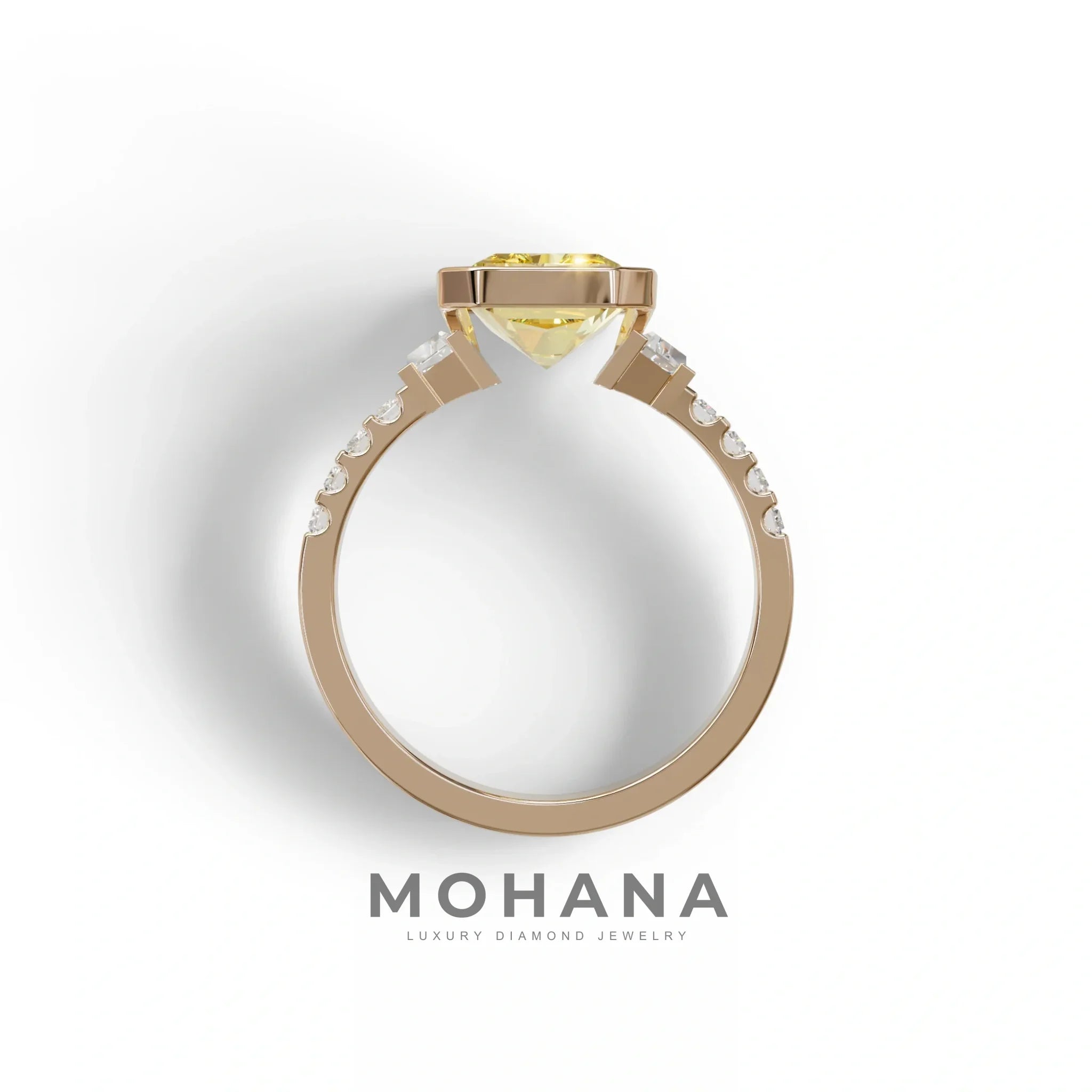 3 Carat Yellow Radiant Cut Three Stone Lab Diamond Engagement Ring - Adiamor