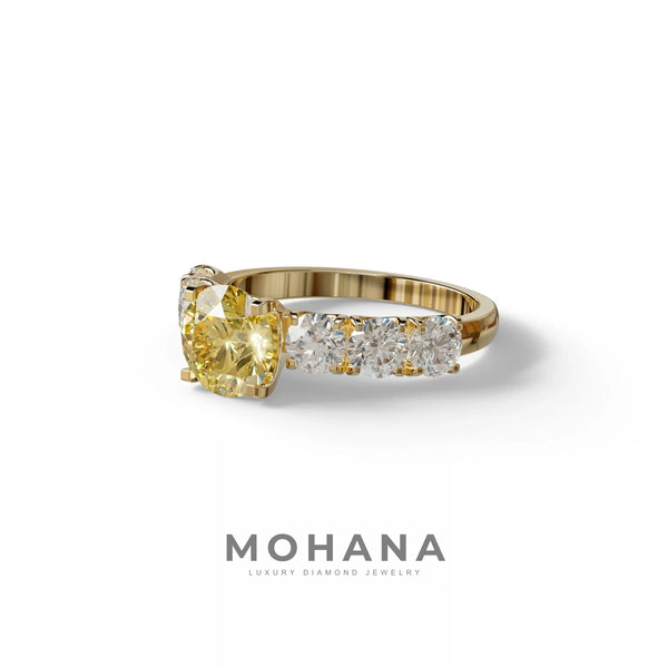 3 Carat Yellow Lab Grown Diamond Engagement Ring – Round Cut Eternity | Angeleno alternate view
