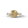 3 Carat Yellow Round & Tapered Cut Multi Stone Lab Diamond Ring - Reflection - 10K Solid Gold / Yellow Gold