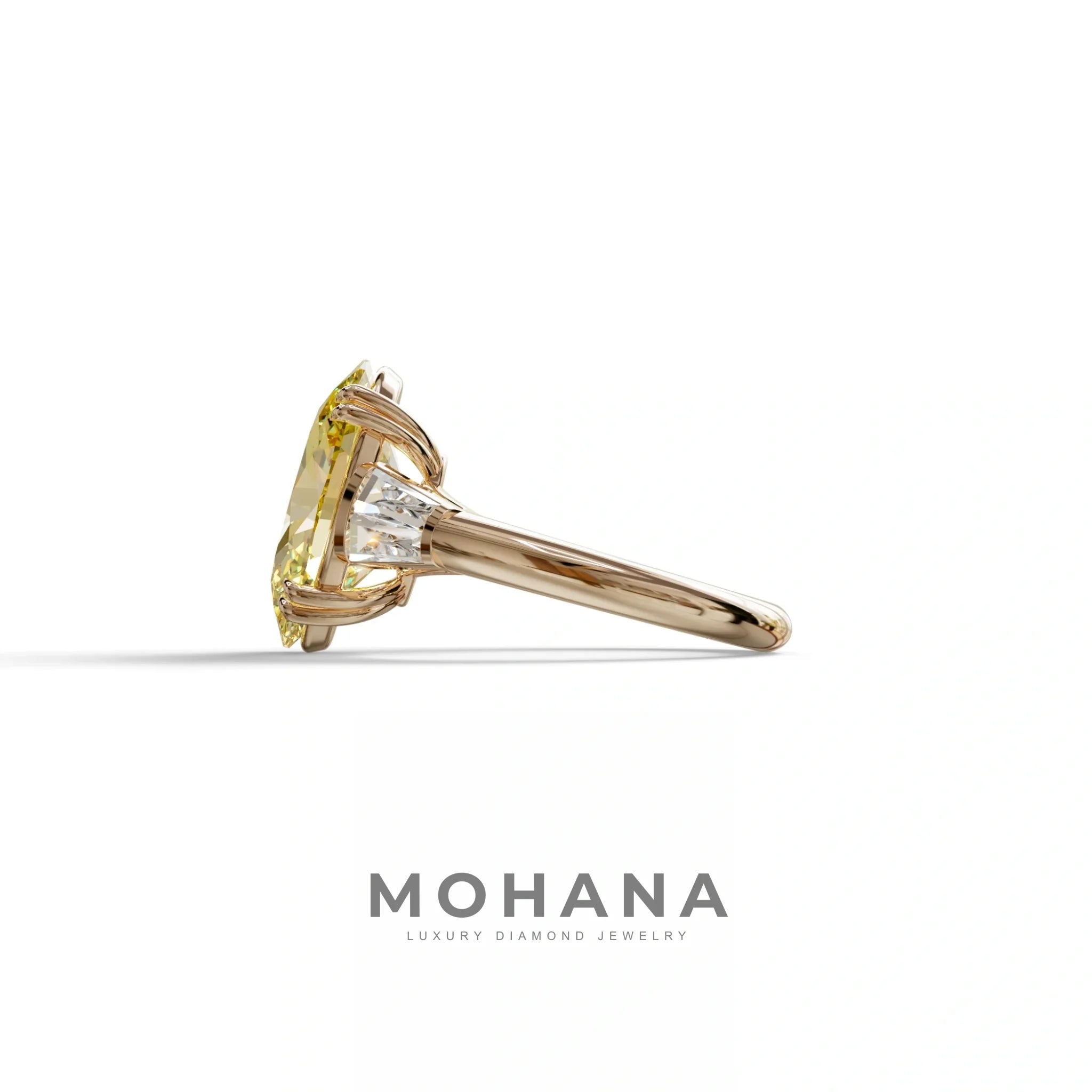 3 Carat Yellow Oval & Baguette Lab Diamond Ring - Persi
