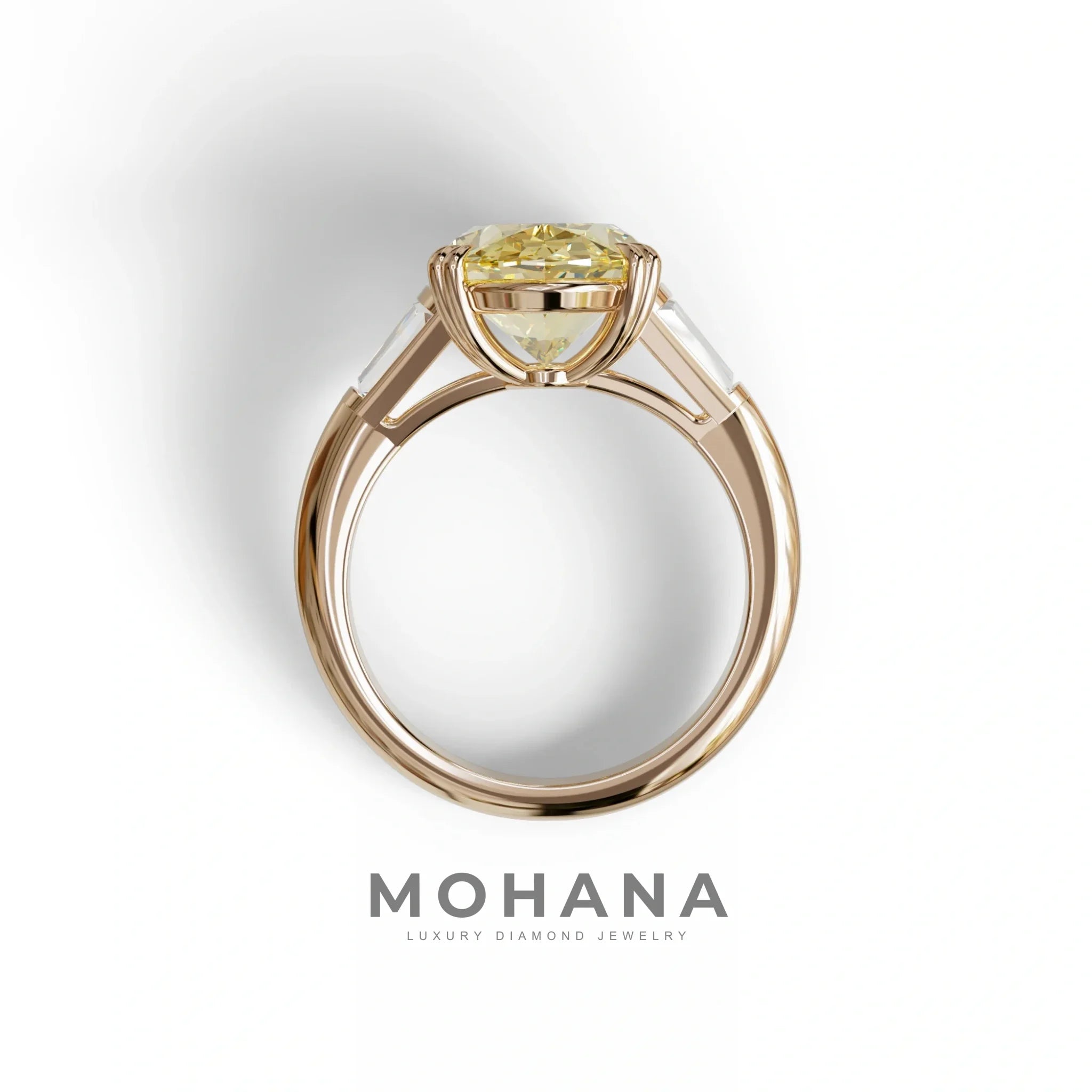 3 Carat Yellow Oval & Baguette Lab Diamond Ring - Persi