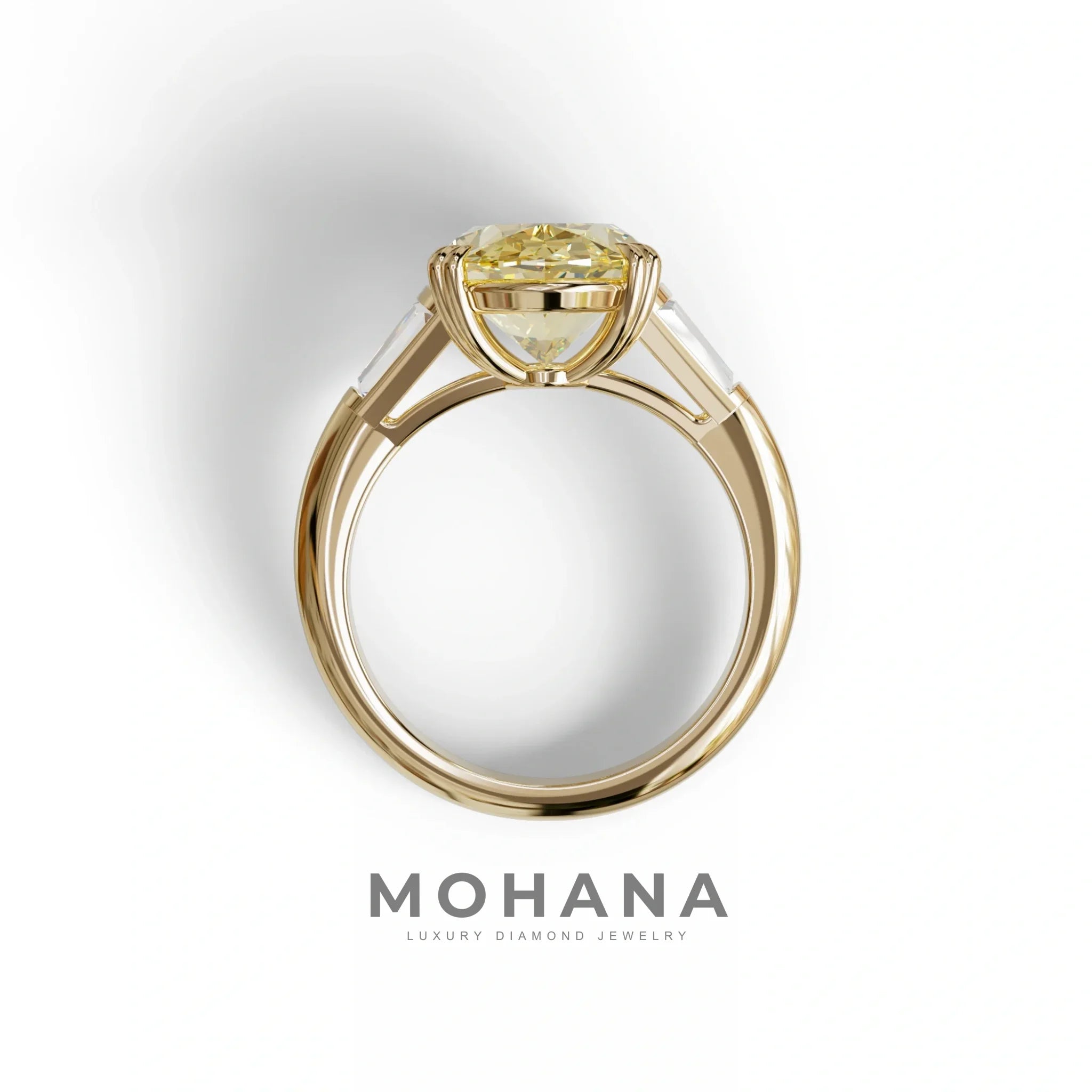 3 Carat Yellow Oval & Baguette Lab Diamond Ring - Persi