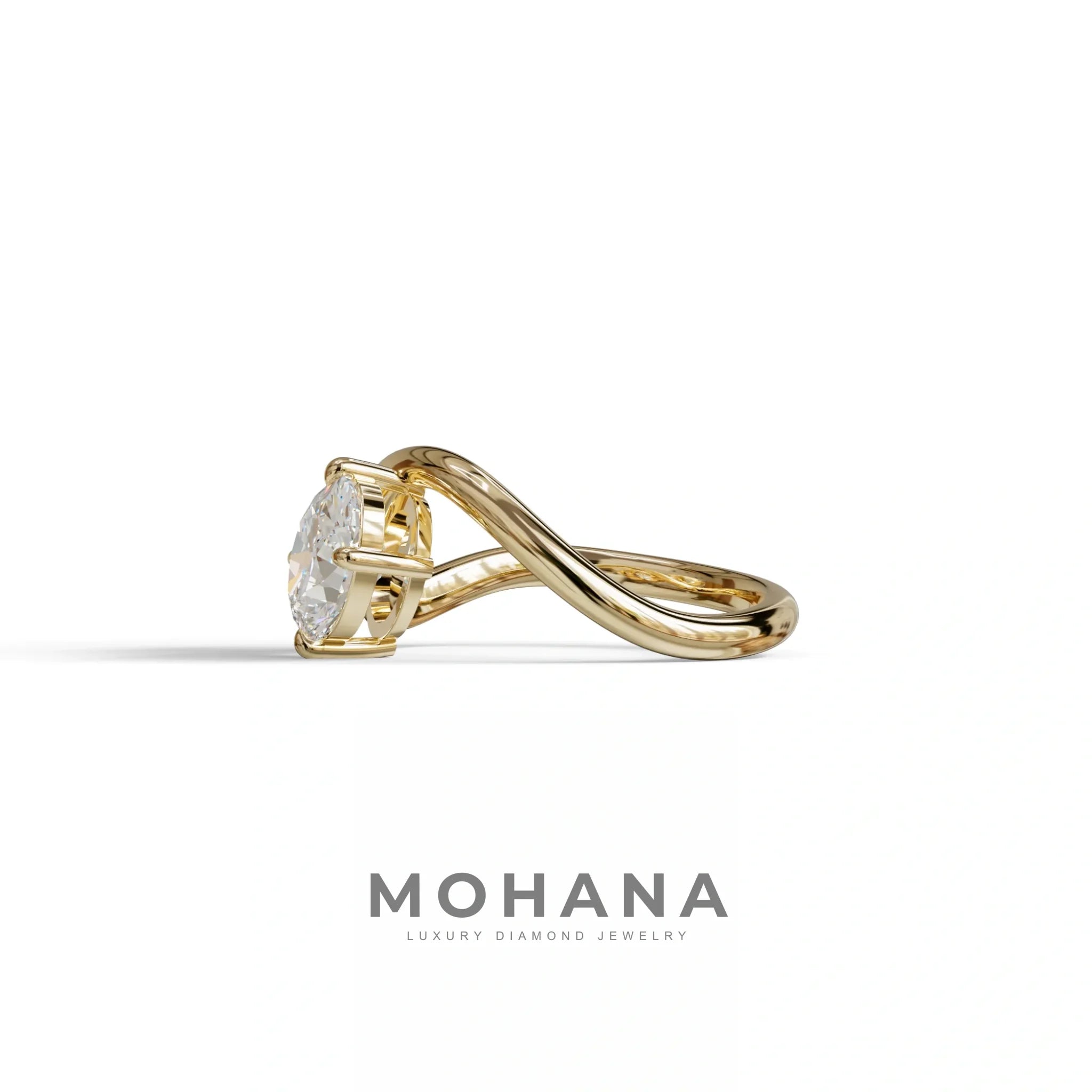 3 Carat Yellow Oval and Pear Cut Lab Diamond Engagement Ring - Toi Et Moi