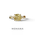 3 Carat Yellow Round Cut Lab Diamond Ring - Infinity Cross - 10K Solid Gold / Yellow Gold