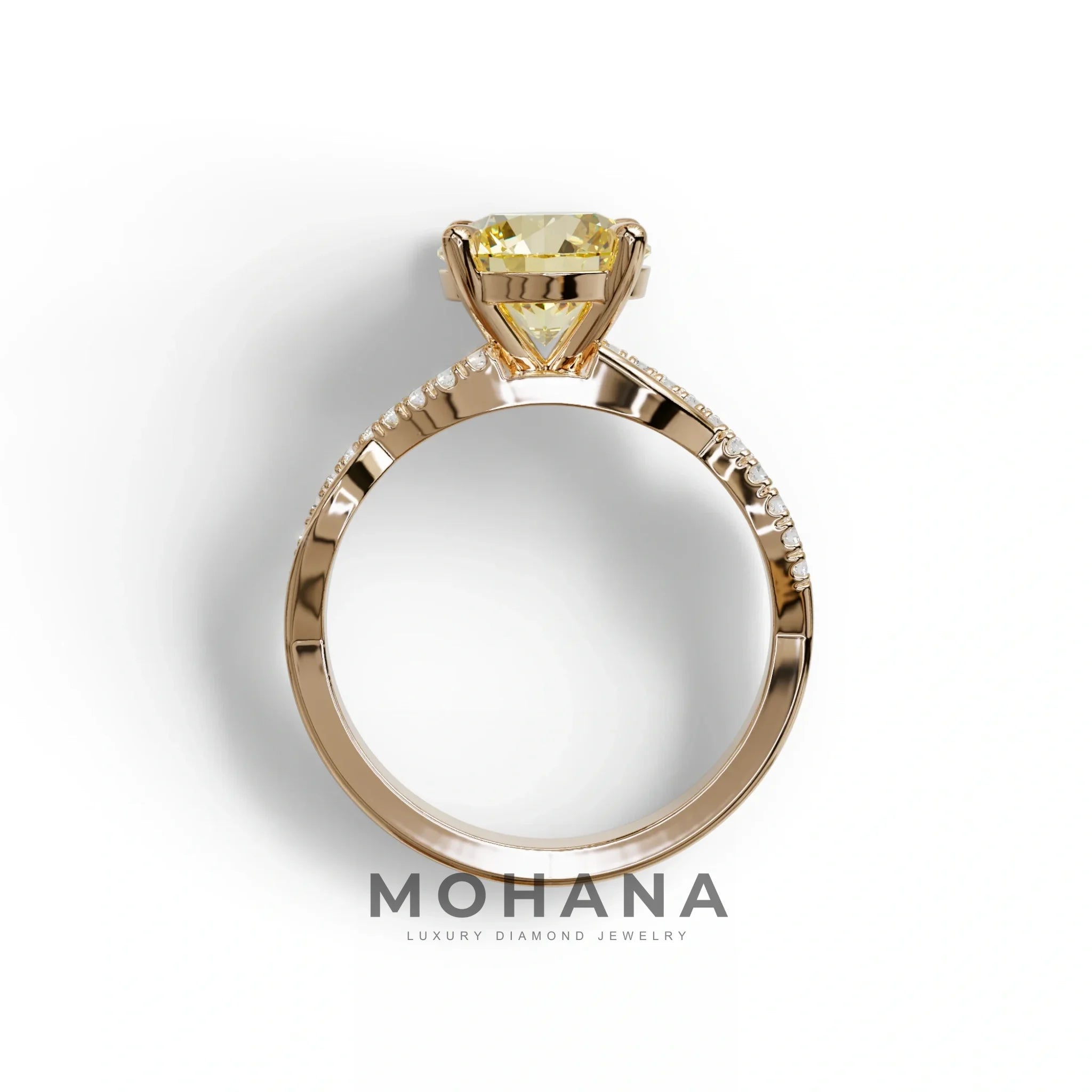 3 Carat Yellow Round Cut Lab Diamond Ring - Infinity Cross