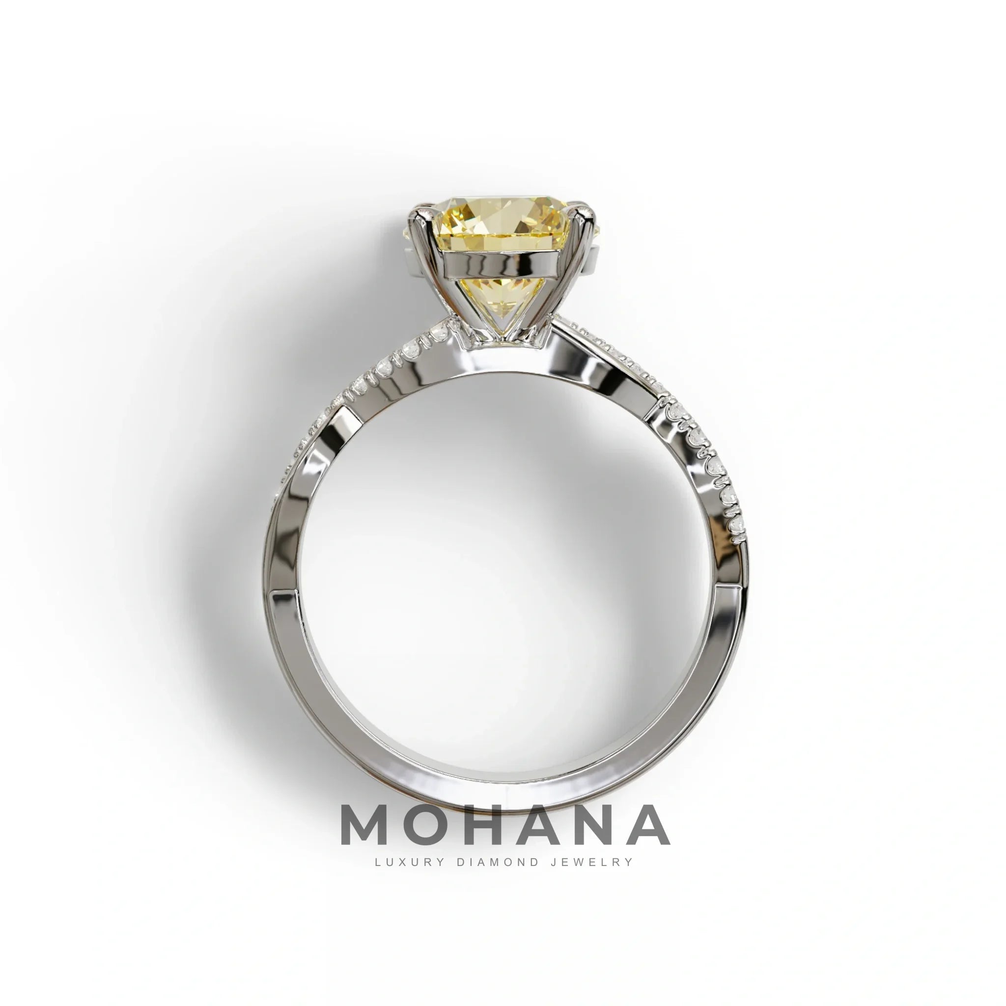 3 Carat Yellow Round Cut Lab Diamond Ring - Infinity Cross