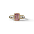 3 Ct Fancy Vivid Pink Emerald Cut Lab Diamond Ring - Lumons - 10K Solid Gold / Yellow Gold