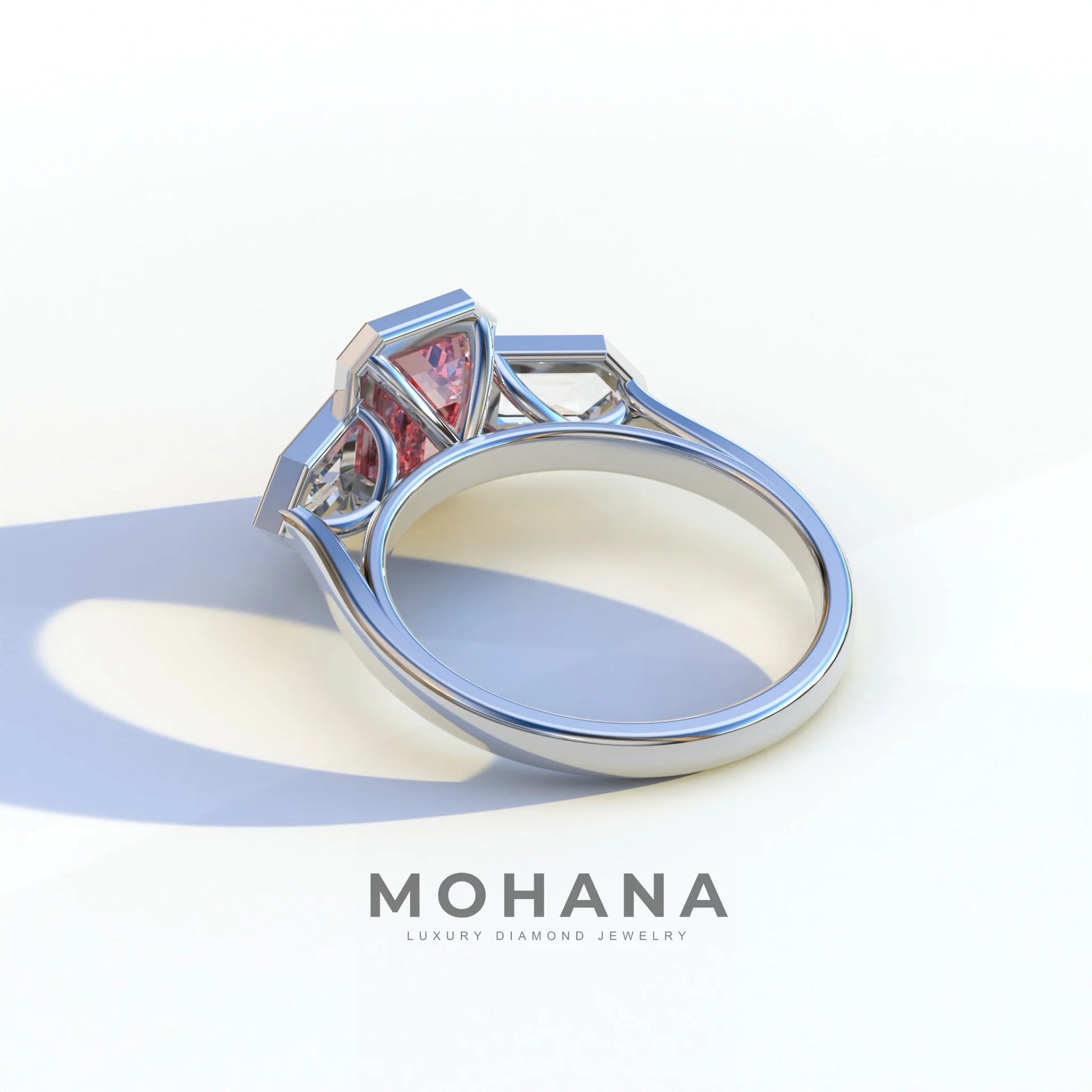 3 Ct Fancy Vivid Pink Emerald Cut Lab Diamond Ring - Lumons