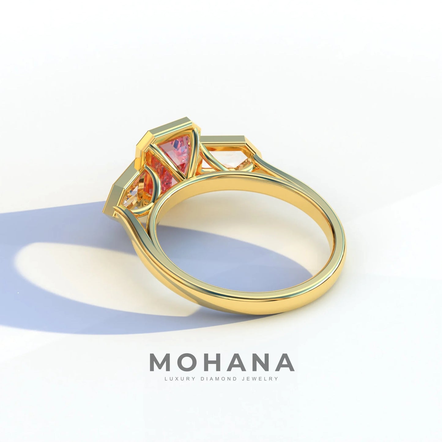 3 Ct Fancy Vivid Pink Emerald Cut Lab Diamond Ring - Lumons