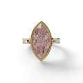 3 Ct Marquise Cut Pink Color Lab Diamond Ring With Bezel Set - Kayla - 10K Solid Gold / Yellow Gold