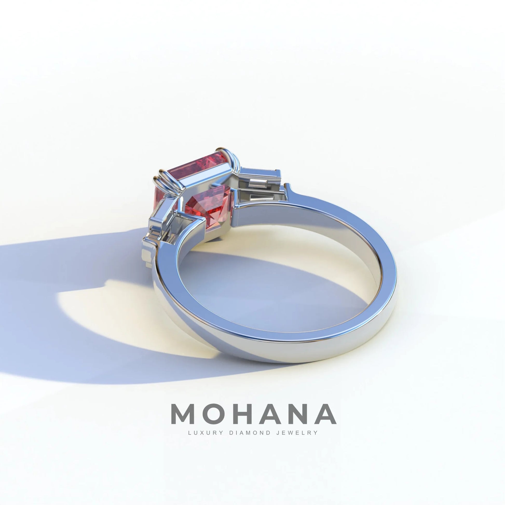 3 Ct Pink Asscher Cut Lab Diamond Double Claw Prong Setting - Celestial