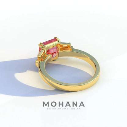 3 Ct Pink Asscher Cut Lab Diamond Double Claw Prong Setting - Celestial