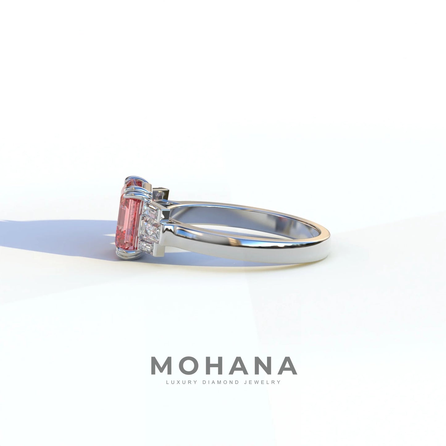 3 Ct Pink Asscher Cut Lab Diamond Double Claw Prong Setting - Celestial