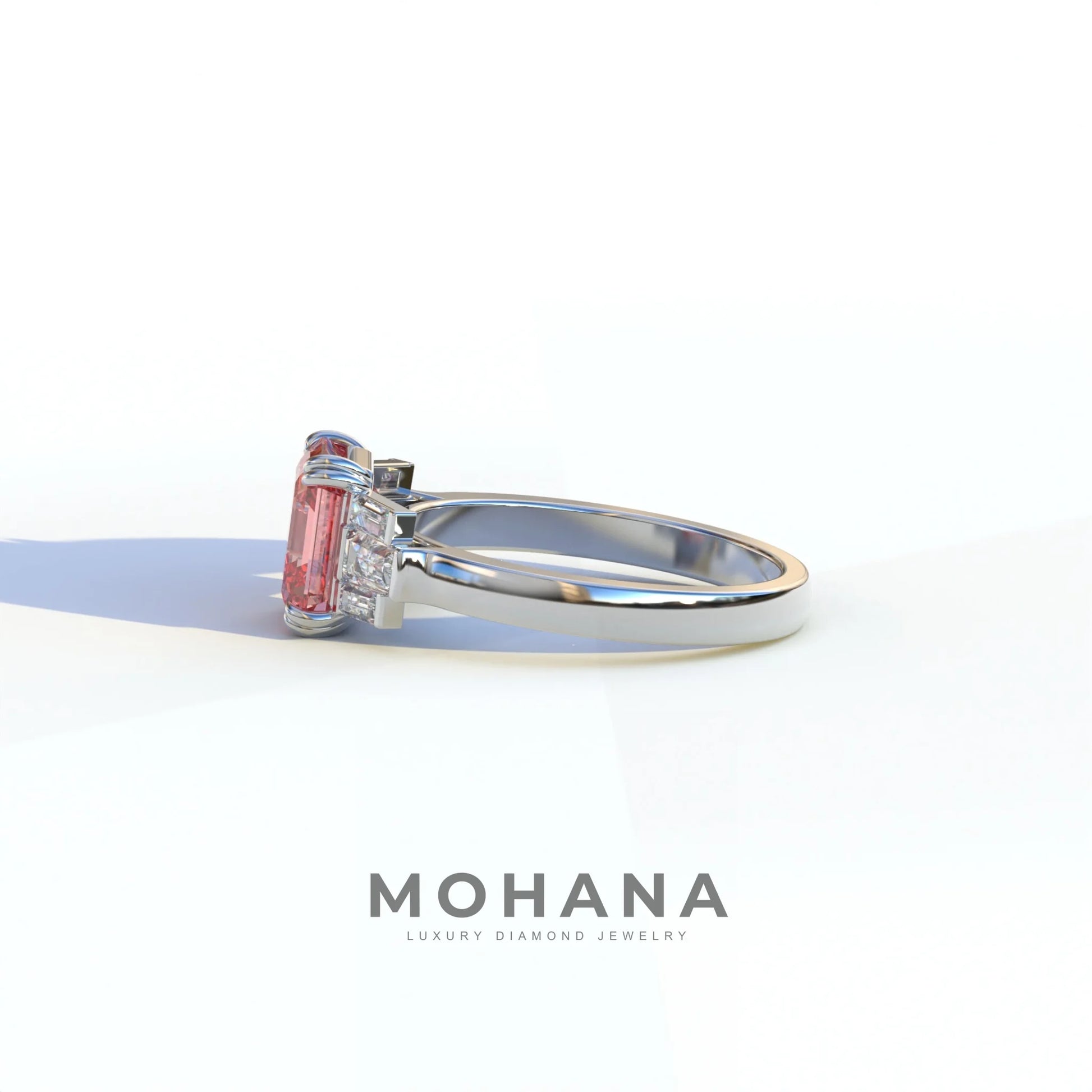 3 Ct Pink Asscher Cut Lab Diamond Double Claw Prong Setting - Celestial