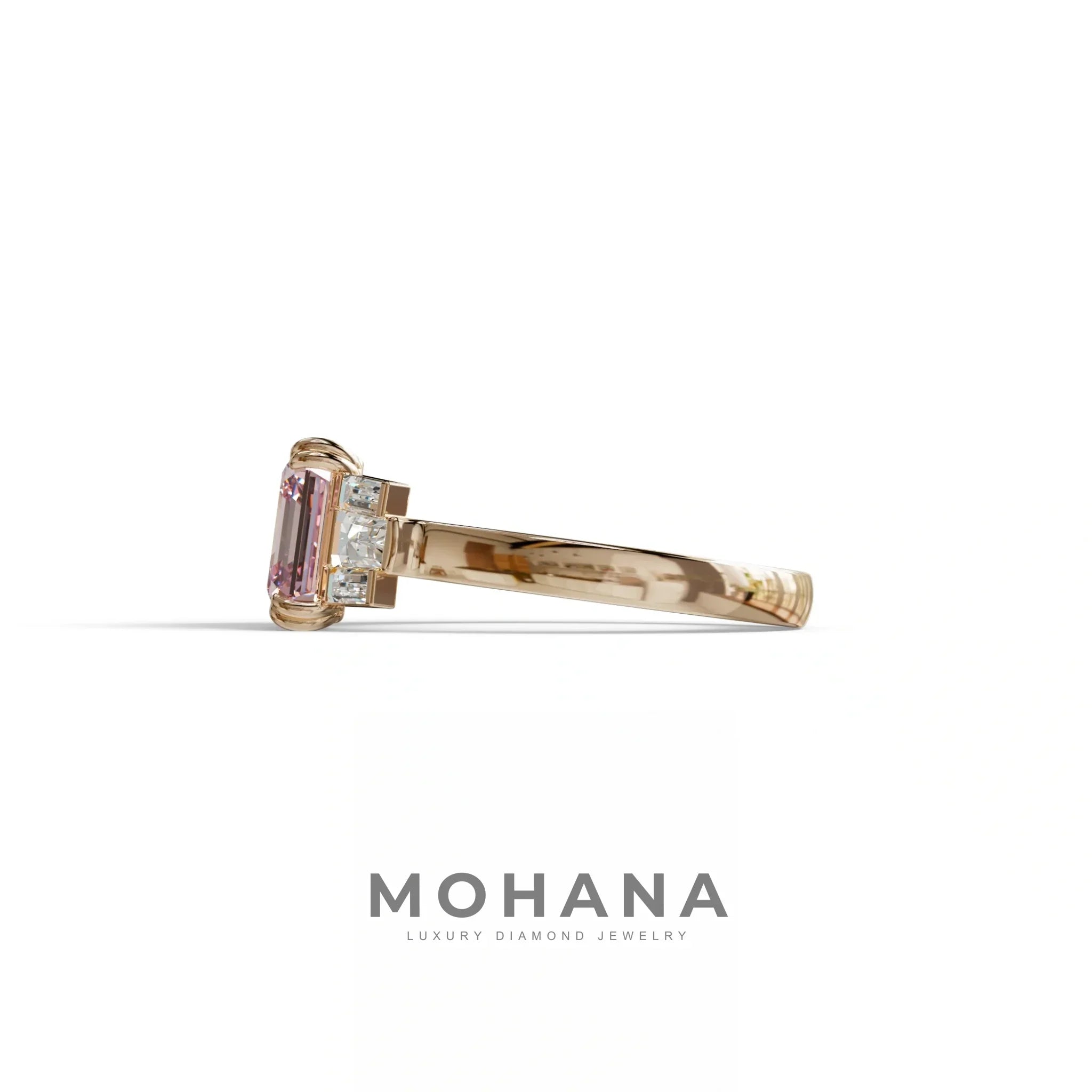 3 Ct Pink Asscher Cut Lab Diamond Double Claw Prong Setting - Celestial