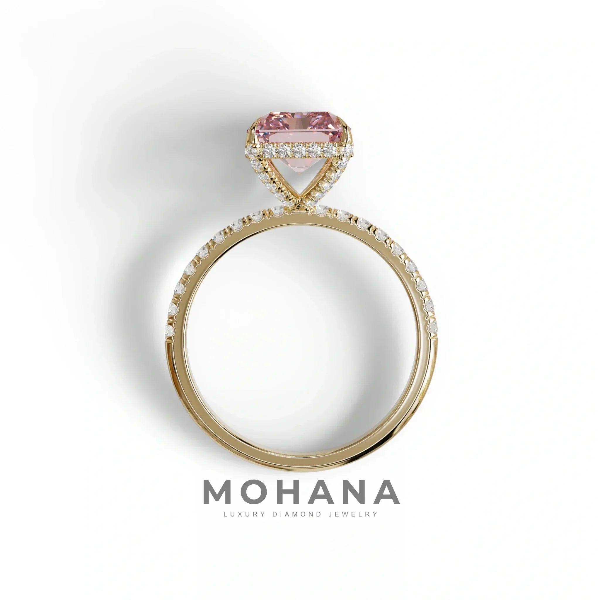 3 Ct Radiant Cut Pink Color Lab Diamond Ring - Monica