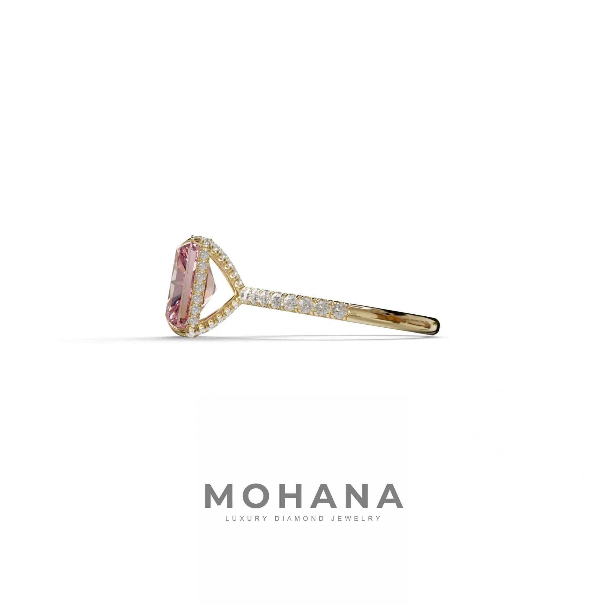 3 Ct Radiant Cut Pink Color Lab Diamond Ring - Monica