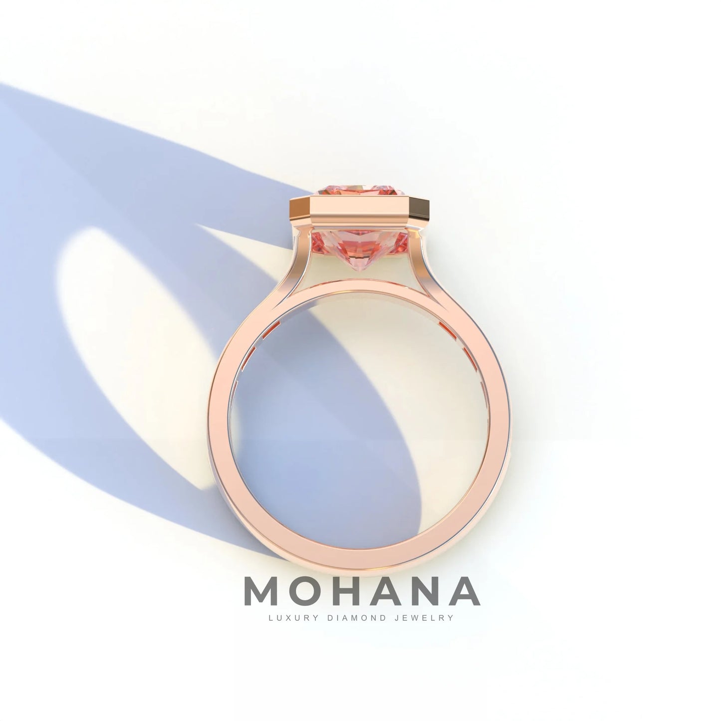 3 Ct Radiant Cut Pink Color Lab Diamond Ring - Olympia